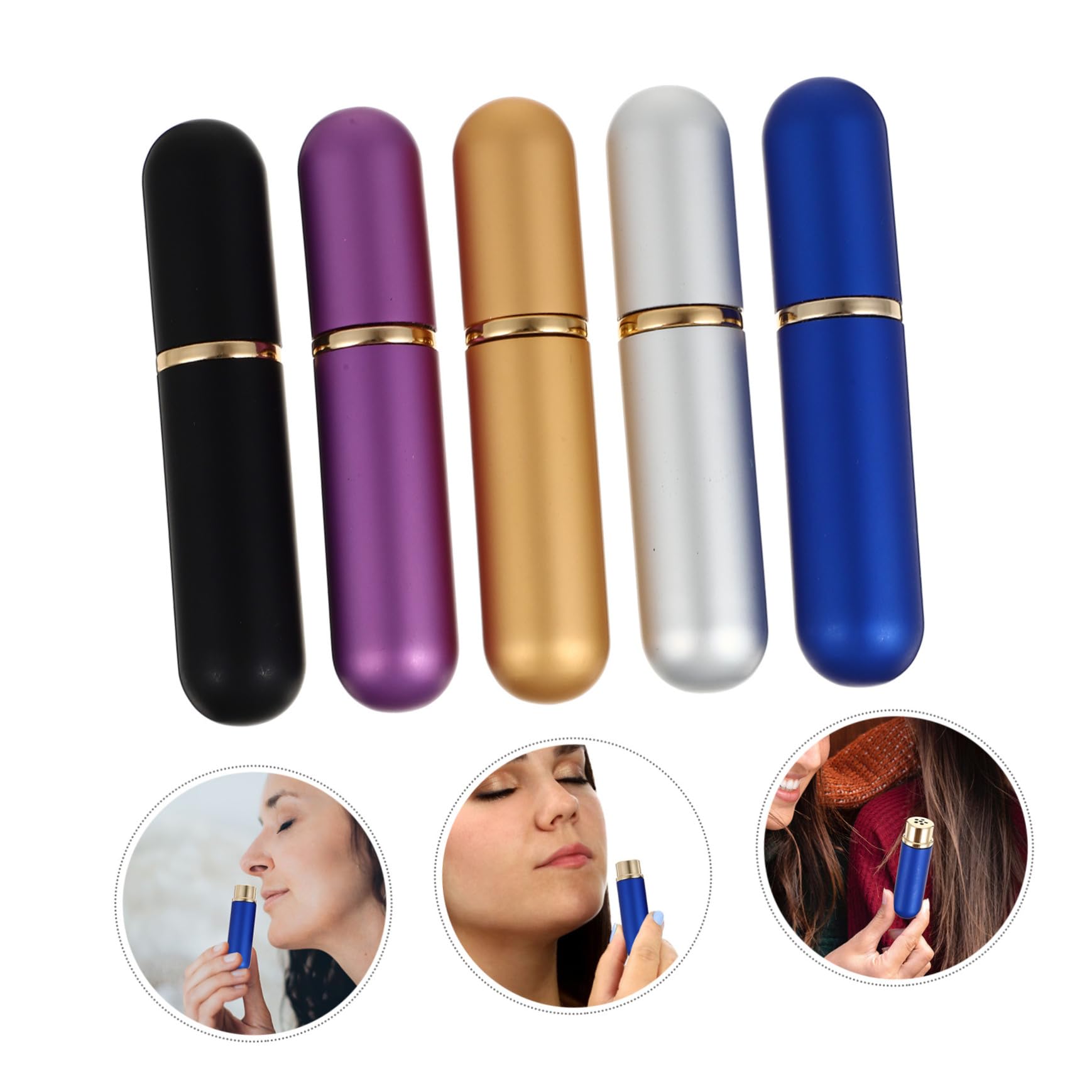Bottiglie Aromaterapia in Metallo con Cotone, 5 Pezzi | Tubi per Profumo e Inalazione Nasale, Formato Tascabile, Uso Semplice per Ogni Occasione Colore Casuale