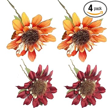 GadinFashion? Artificial Flower Juda Hair Pins for Girls Hair Styling (Pack of-04,Color-Multi)