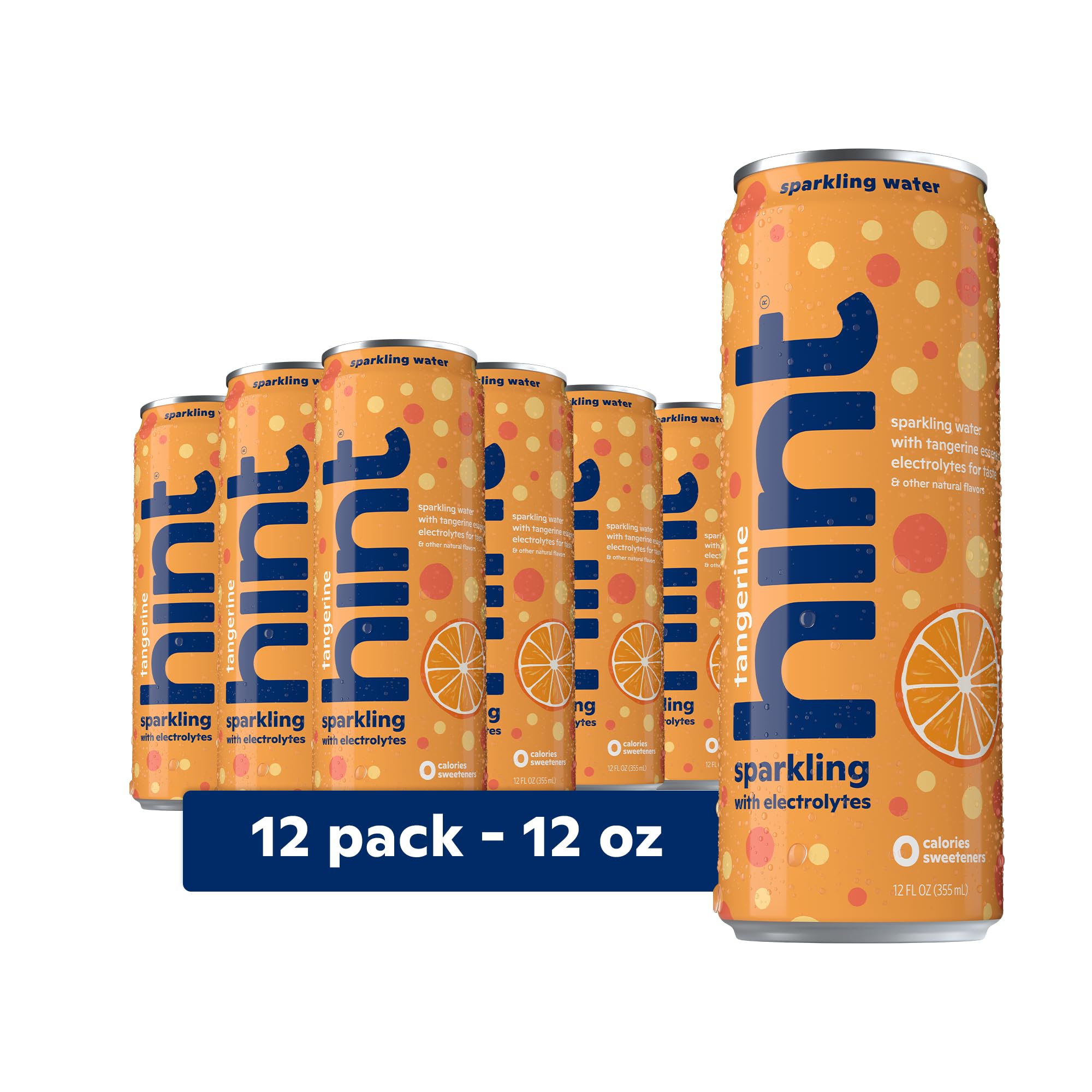 Hint Tangerine Sparkling Water with Electrolytes Added for Taste, Zero Sugar, Zero Calories, and Zero Sweeteners, 12 Fl Oz (Pack of 12)