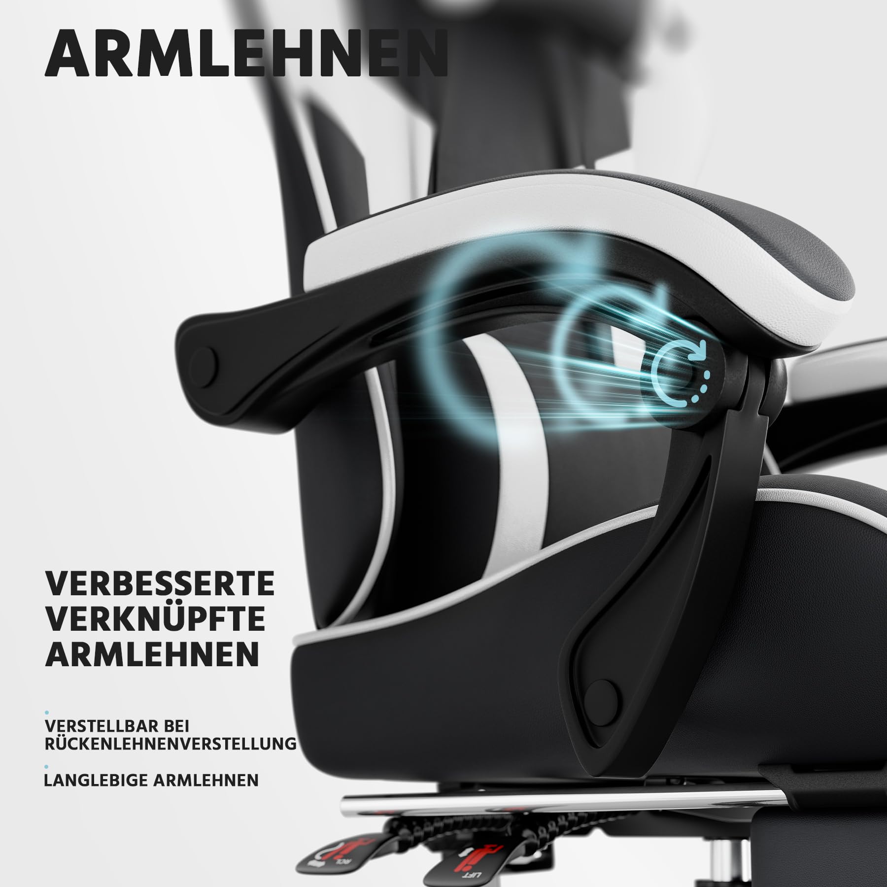 vutizal Sedia da gaming ergonomica con supporto lombare – Sedia da ufficio in pelle PU con schienale regolabile e poggiapiedi – Fino a 200 kg – Nero/Bianco