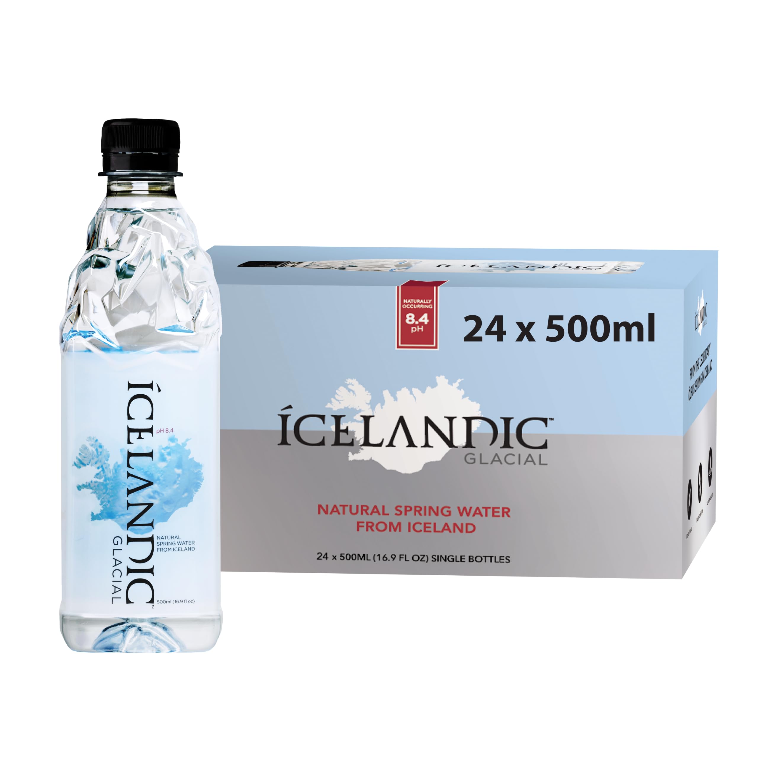 Naturally Pure 500ml Alkaline Water - 24 Bottles from Iceland - Carbon Neutral