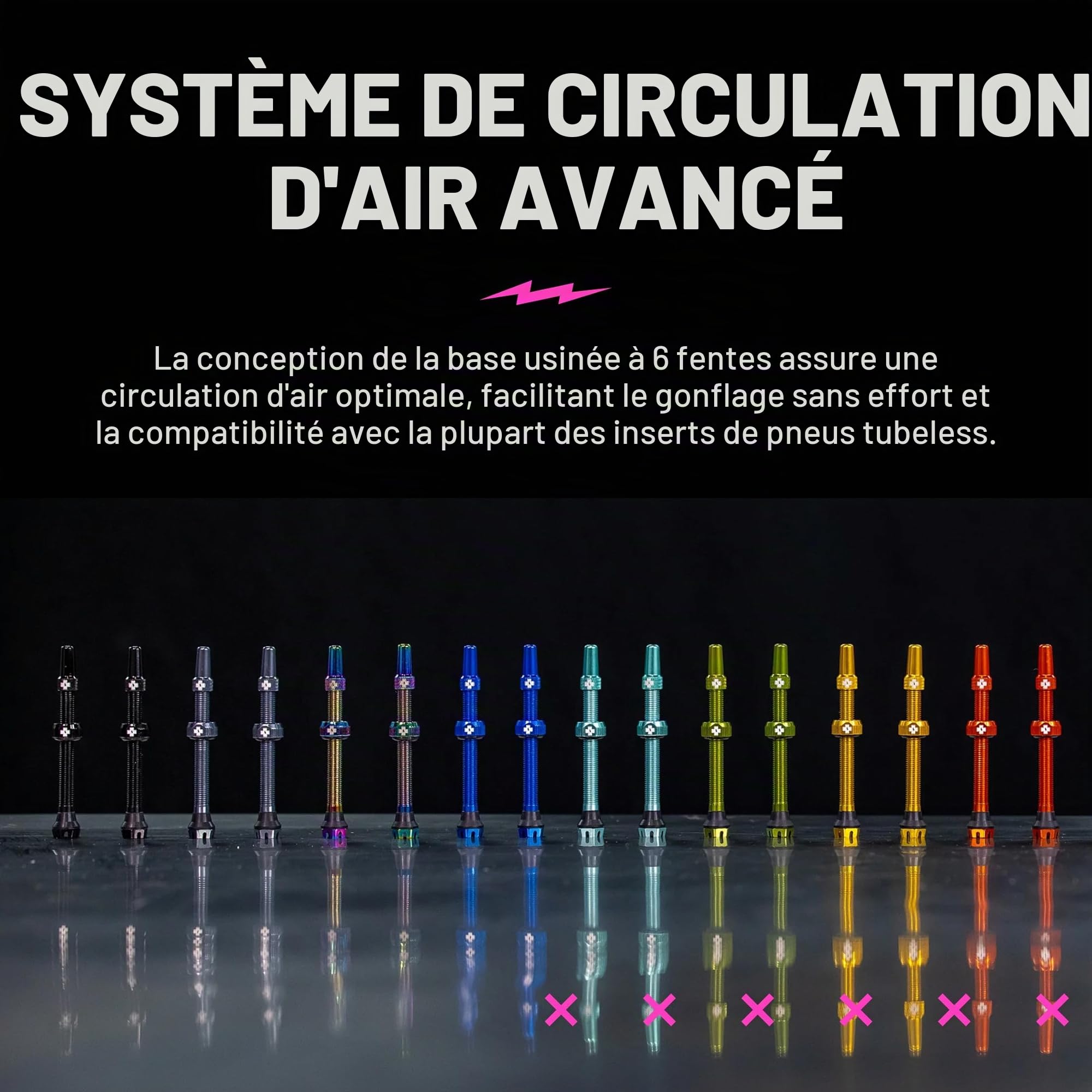 Muc-Off Valves Presta Tubeless - 44 mm - Valves de Vélo Anti-Fuite de Qualité Supérieure avec Outil Démonte-Obus de Valve Intégré - Noir