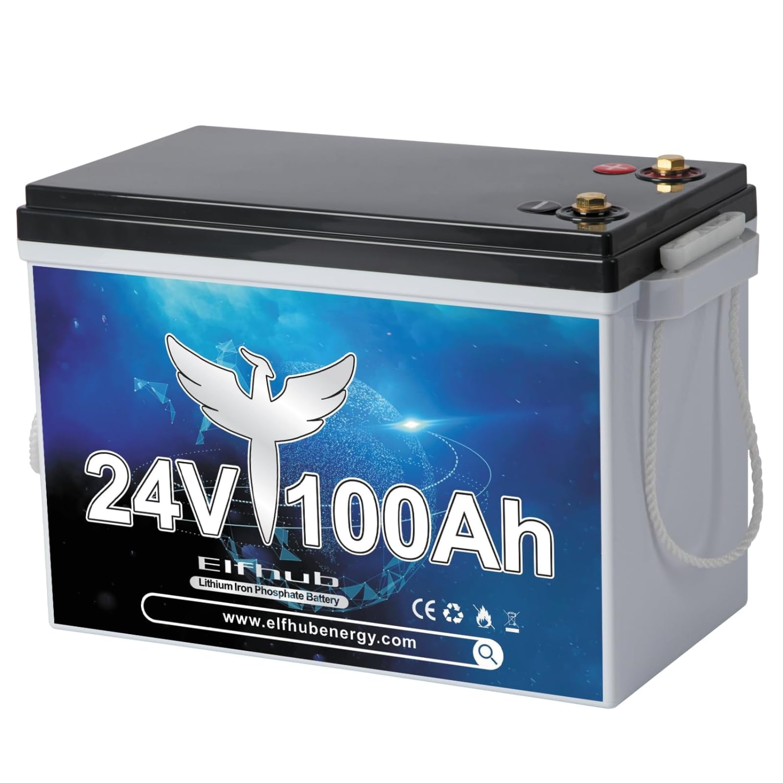 24V Lithium Battery 100AH Lifepo4 Battery, Built-in 100A BMS, Up to 15000 Deep Cycle, Perfect for Trolling Motors, Marine, RV, Boat, Solar System Home Storage