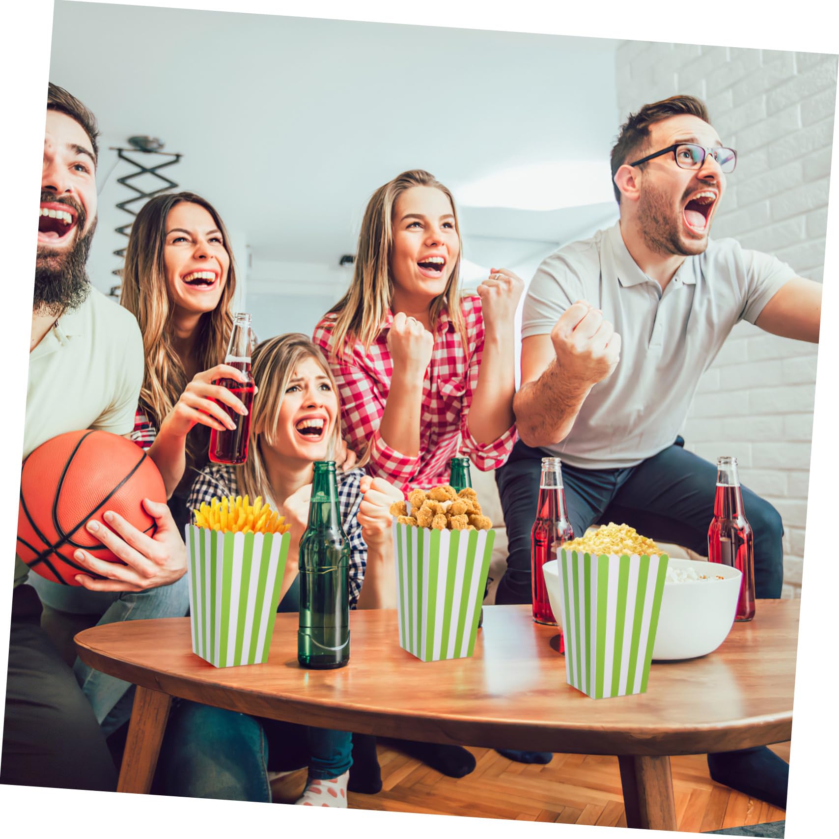 COLLBATH 40 Grün Gestreifte Popcornschachteln aus Papier Einfach Stapelbar und Multifunktional für Karnevalspartys und Snacks Wie Kekse und Bonbons