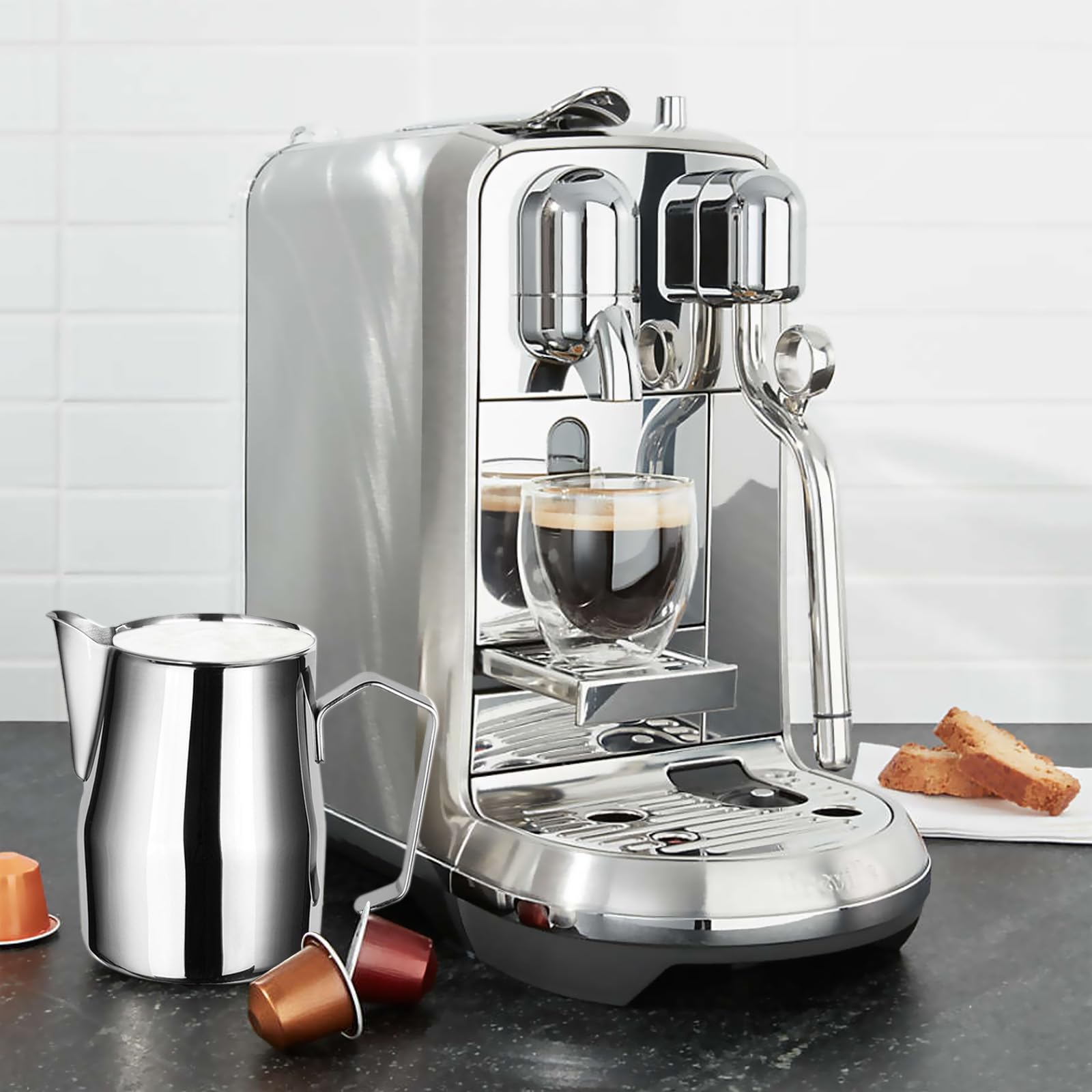 Azucarero y Jarra Leche Set,Jarra Leche Barista,Jarra de Leche Acero inoxidable,Azucarero de acero inoxidable con cuchara y tapa de cristal,para Barista, Capuchino
