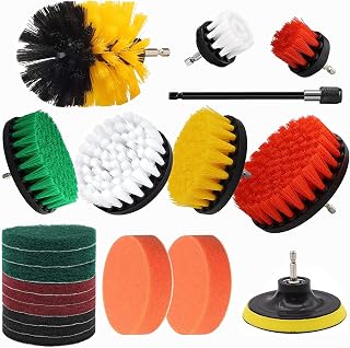 Drill Brush for Cleaning, 20Pcs Drill Brushes Set, Power Scrubber Attachment Kit for cleaning Bathroom, Kitchen, Sink, Tub, Floor/Wall Tile, Grill, Boat/Car wheel all Surfaces, Fits Most Drills