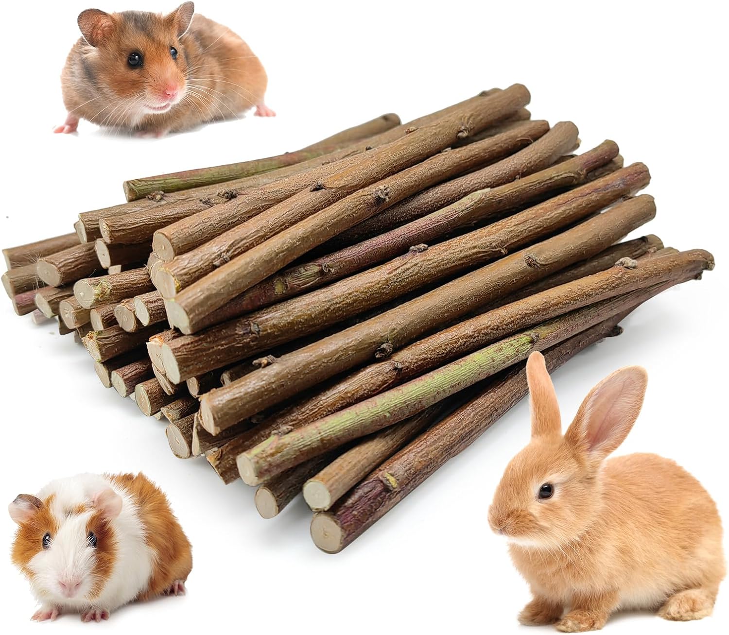250g Natural Peach Wood Chew Sticks for Rabbits, Hamsters, Chinchillas – Extra Hard Teeth Grinding Toy | Untreated, Safe & Long-Lasting Rodent Chews