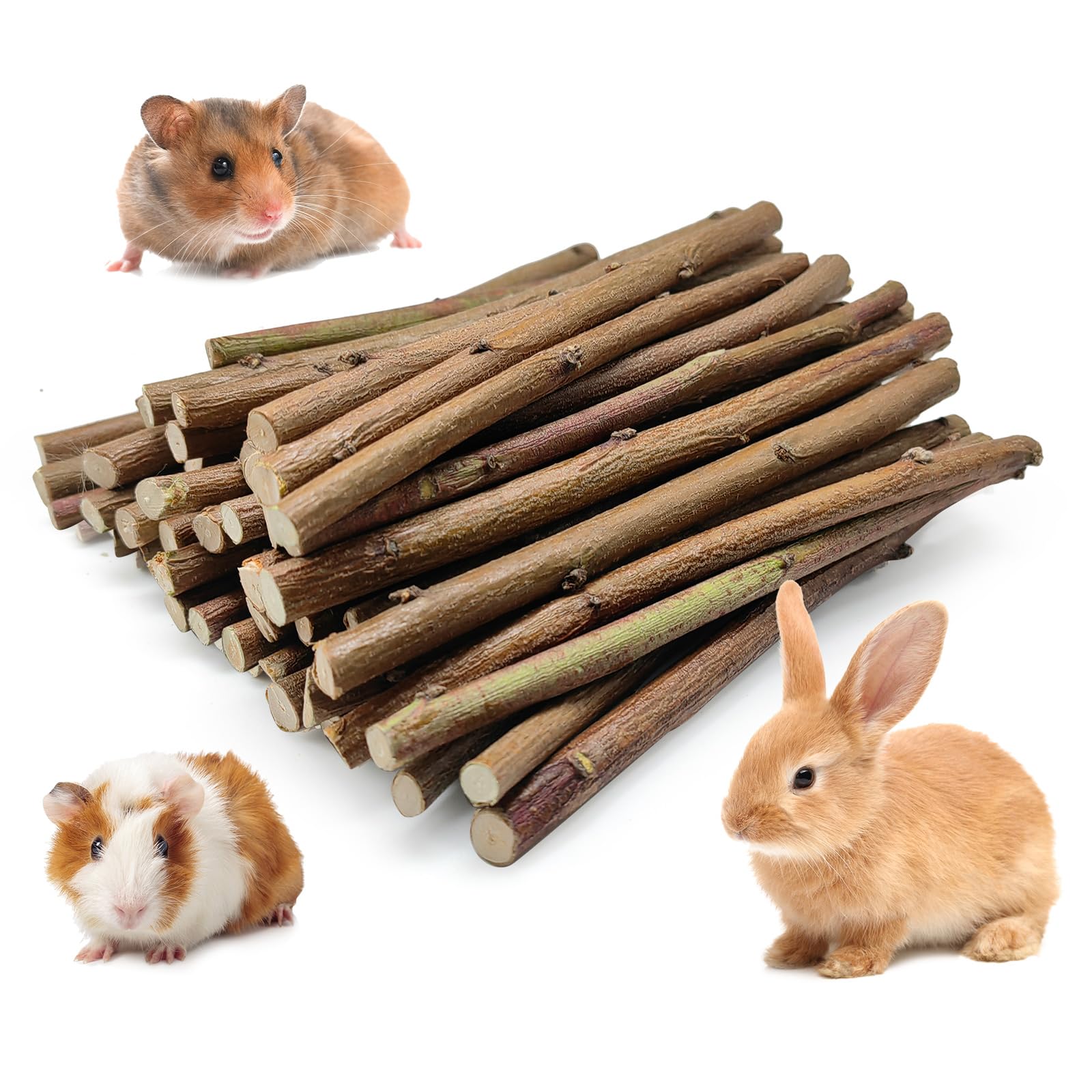 Jorewood 250g Natural Peach Wood Chew Sticks for Rabbits, Hamsters, Chinchillas - Extra Hard Teeth Grinding Toy | Untreated, Safe & Long-Lasting Rodent Chews