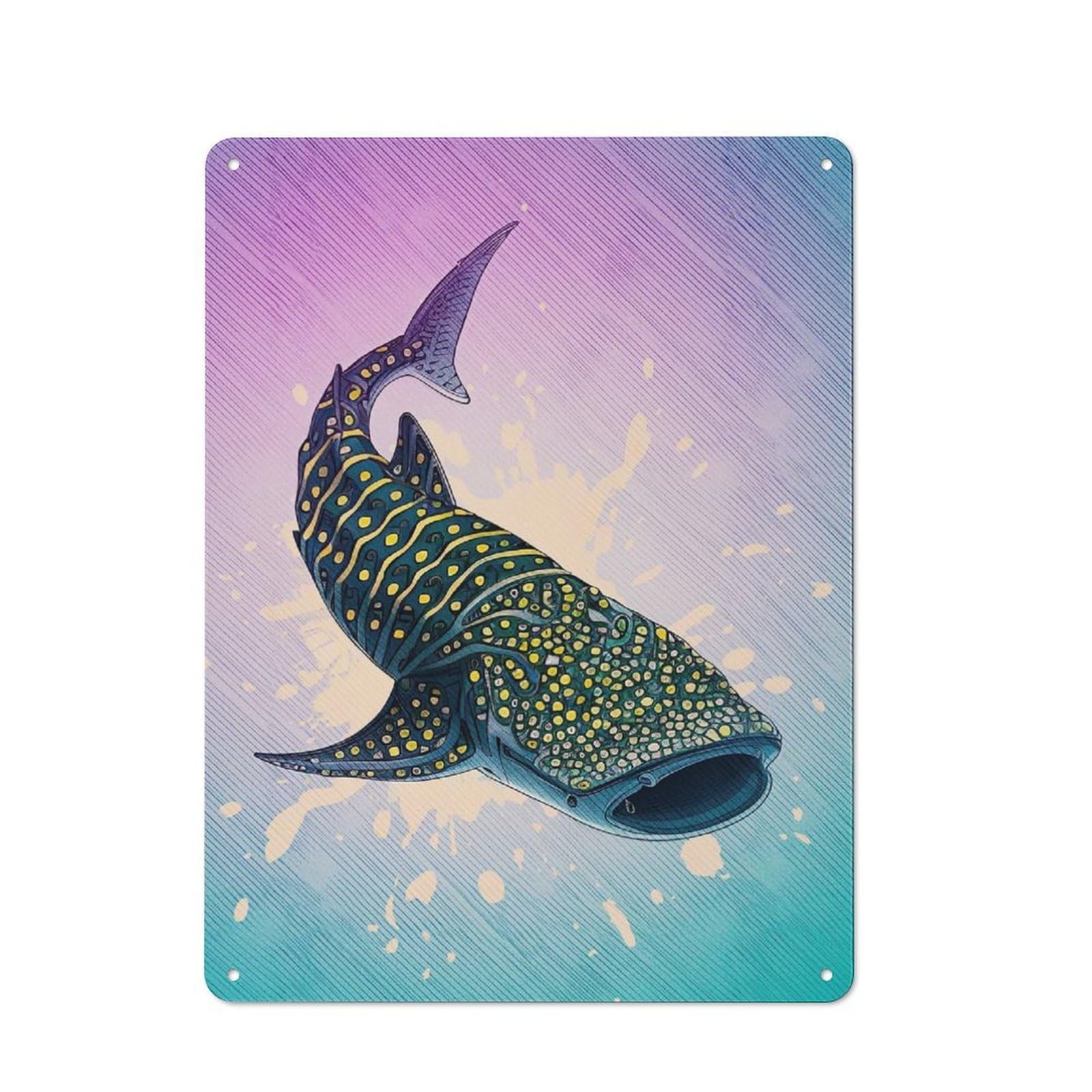 Farmhouse Metal Sign with Whale Shark(3) Design 40x30cm, Rustic Country Wall Plaque for Cottage, Kitchen, Hallway Or Breakfast Nook