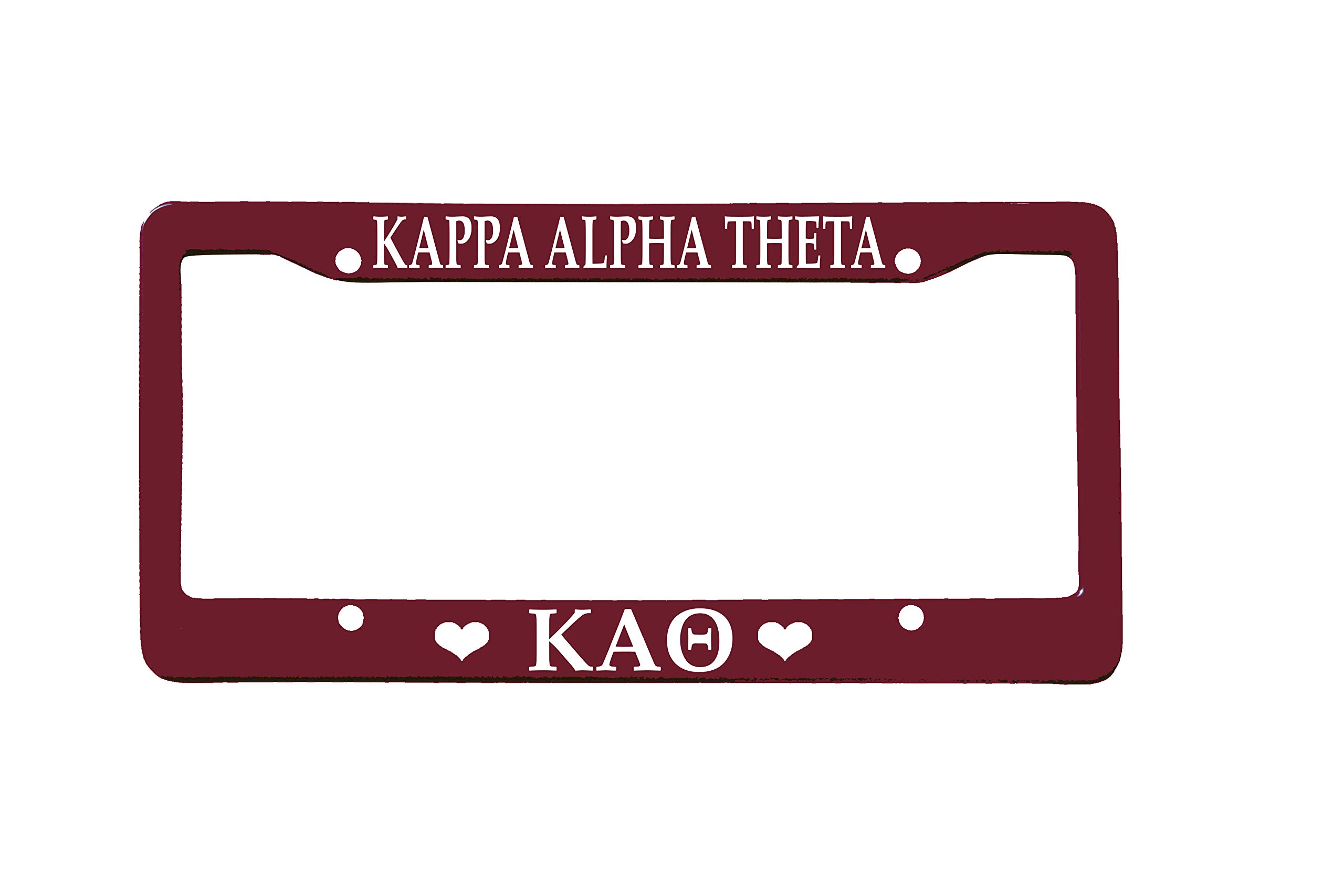 Officially Licensed Kappa Alpha Theta License Plate Frame - Deep Maroon with Hearts