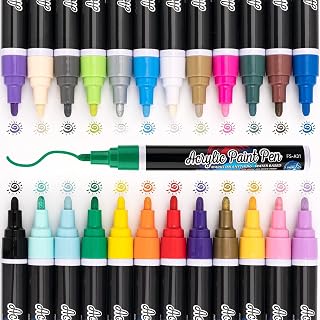IJIANG Acrylic Paint Markers 24 Colors, Permanent Acrylic Paint Pens for Rock Painting, Fabric, Stone, Wood, Glass, Canvas, Ceramic, Christmas Gifts for Teens - Grandkids DIY Art Supplies