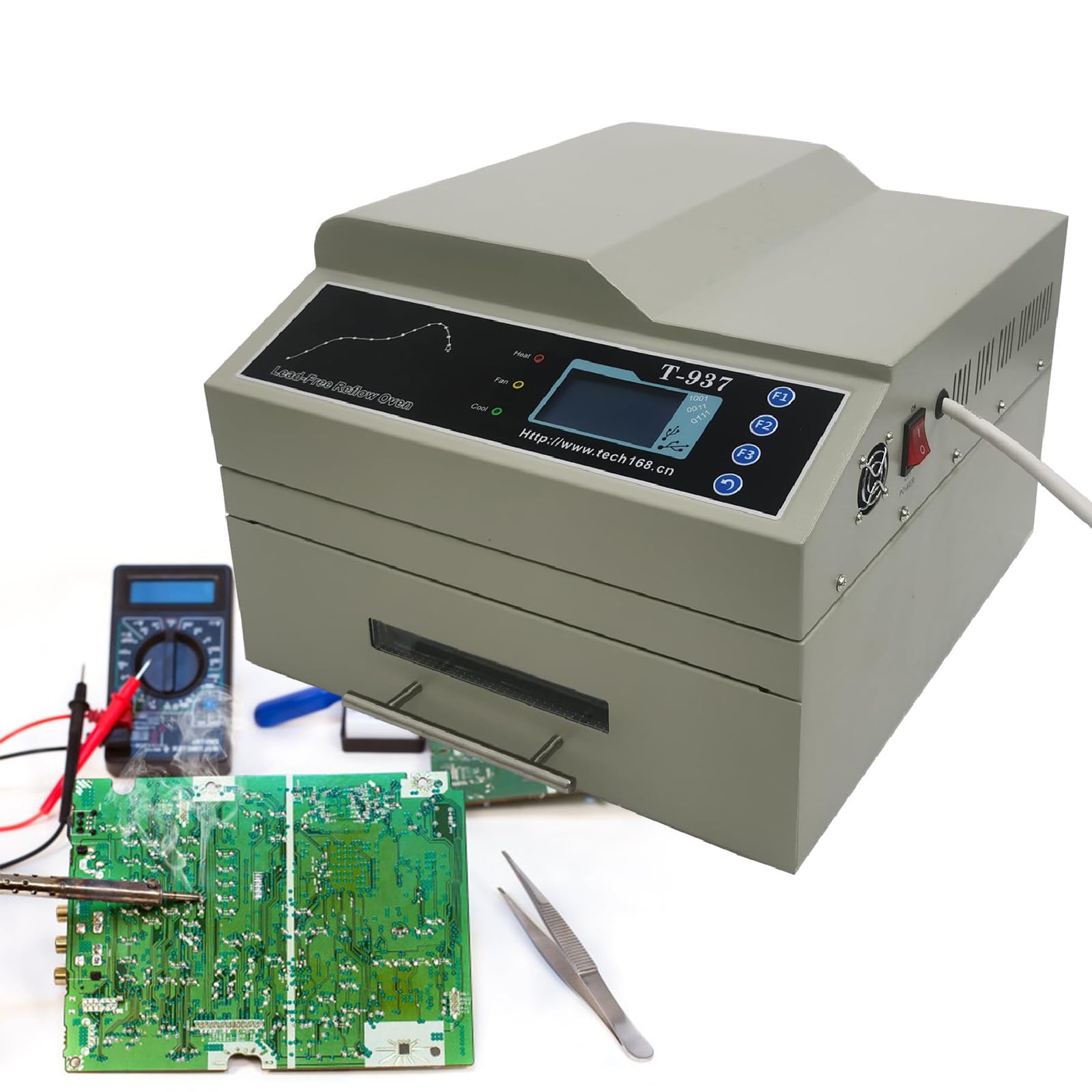 T937 Inteligentny podczerwony grzejnik IC, piec do lutowania PCB, piec do rozpływu, typ szuflady, ołowiowa maszyna do lutowania rozpływowego na podczerwień T937 (T937)