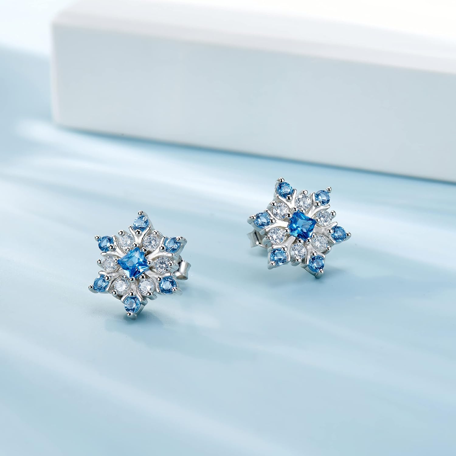 Winter Snowflake Earrings for Women Hypoallergenic 925 Sterling Silver Snow Flower Ear Studs Christmas Jewelry Gift - Image 2