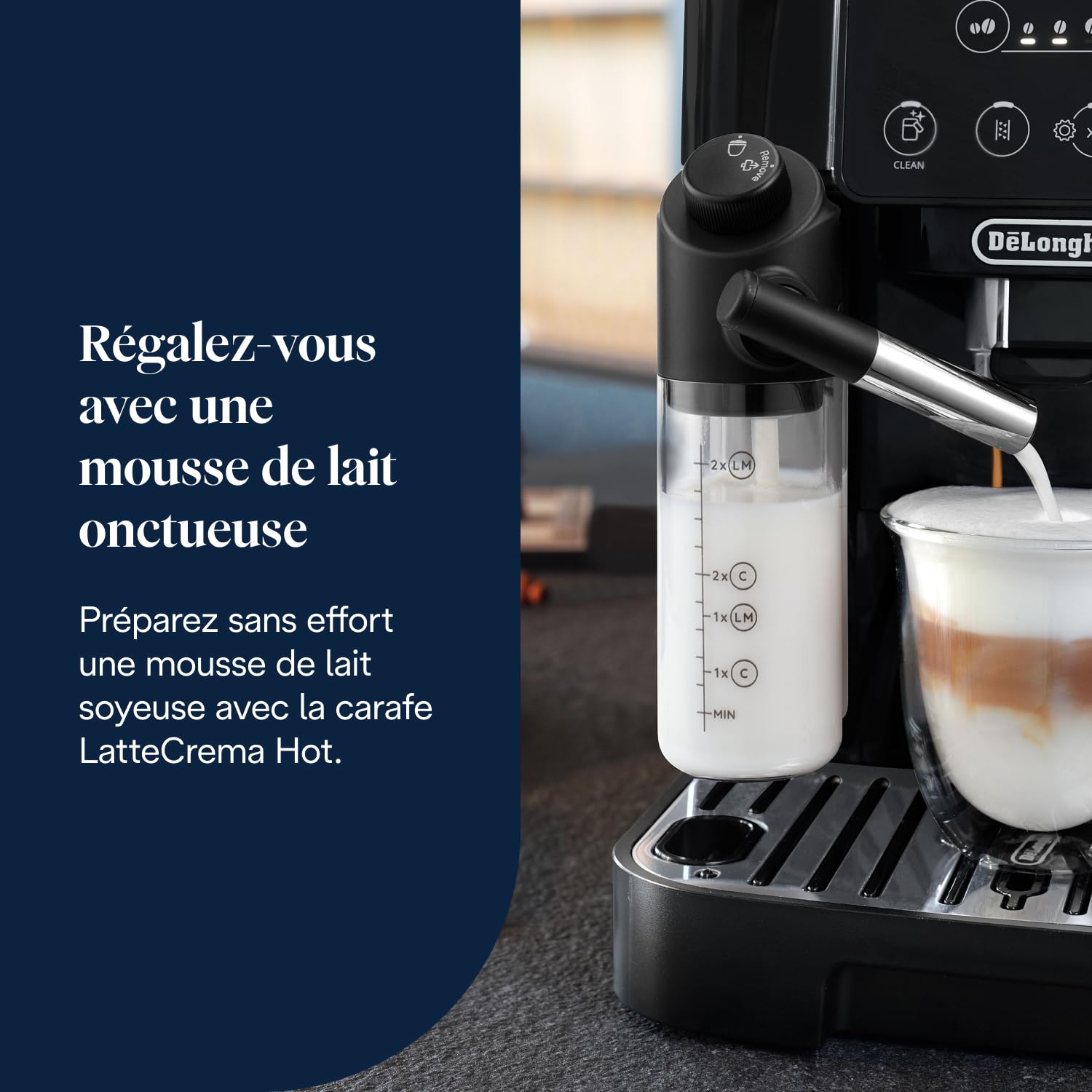 De’Longhi Magnifica Start - Perfetto Machine à Café Automatique avec LatteCrema Mousseur à Lait Automatique, 5 Boissons Enregistrées, Commandes Soft Touch, Noir (ECAM222.91.B)