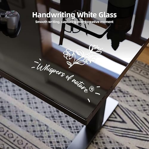 Miniatura 8 de Escritorio de pie de vidrio en forma de L de altura ajustable, escritorio eléctrico de esquina de doble motor con cajones, escritorio de pie para