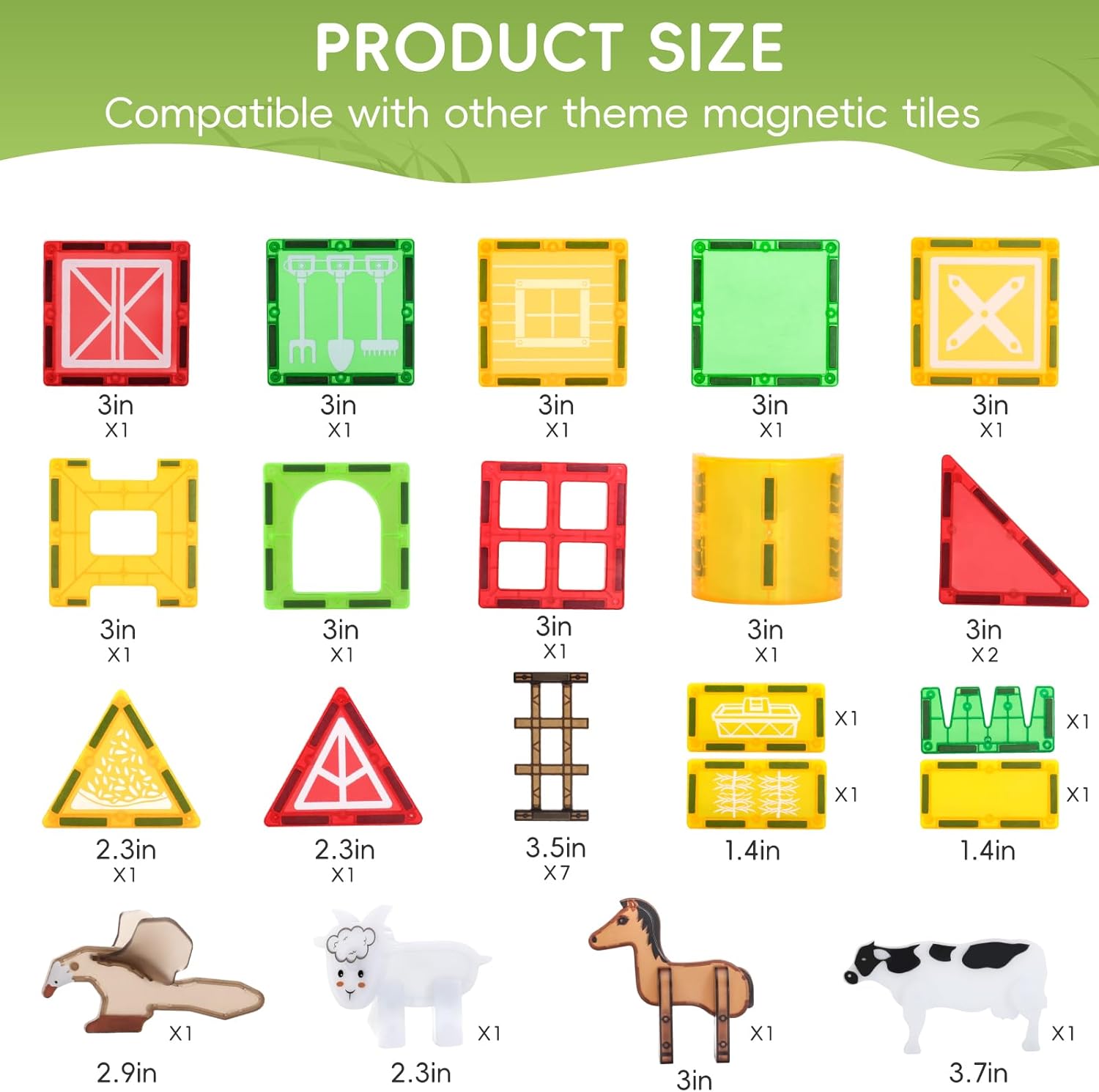 VANLINNY Magnetic Tiles Farm,Animal Magnet Toys for Toddlers-Kids Magnetic Building Blocks STEM Toys for Ages 3-8,Constrution Sets Educational-Coolest Xmas Birthday Gifts for Boys and Girls.