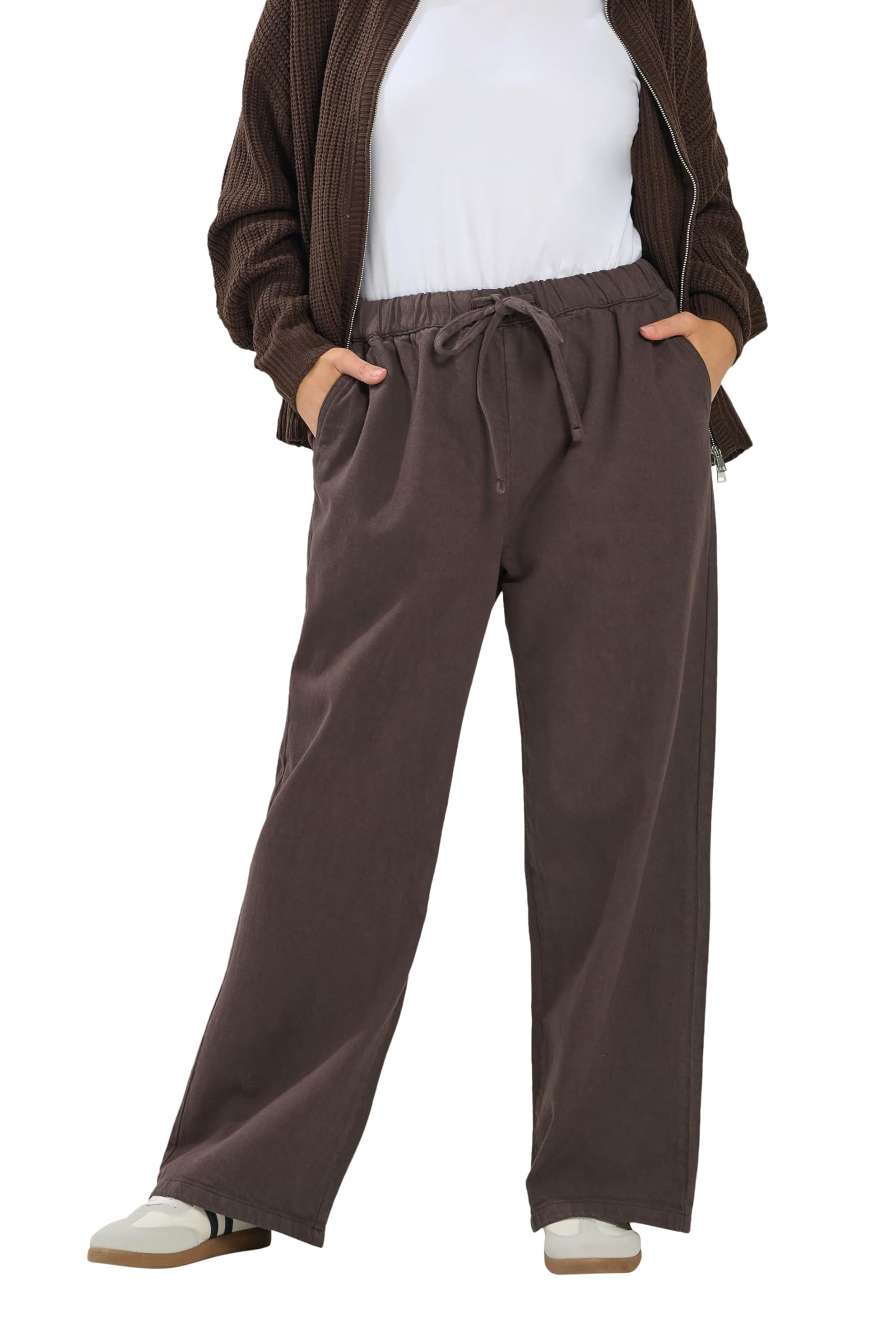 Yours Women's Pull On Wide Leg Jeans in Chocolate | Size: 28