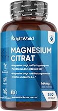 Magnesium Citrate Buffered - 240 Vegan Capsules - 444mg Elemental Magnesium Per Serving - 4 Months Supply - Magnesium Citrate Capsules - Alternative to Tablets or Powder - by WeightWorld