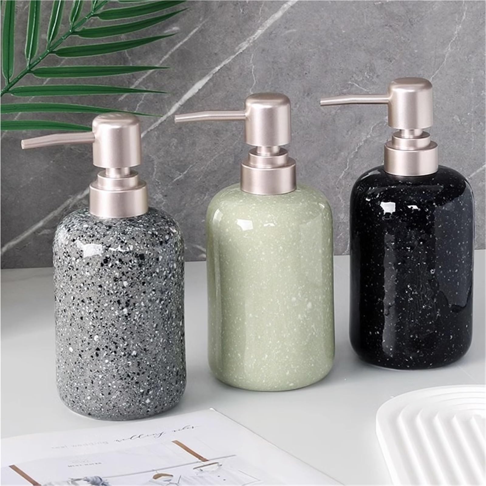 Ceramiczny dozownik mydła, Ceramiczny dozownik na mydło Szampon toaletowy Żel pod prysznic Balsam do dezynfekcji rąk Wielokolorowy 400ML(A Green)