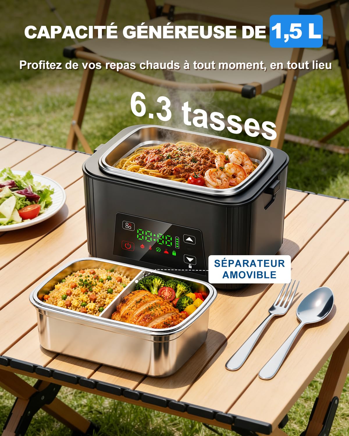 1.5L Gamelle Chauffante, 100W Lunch Box Chauffante Electrique