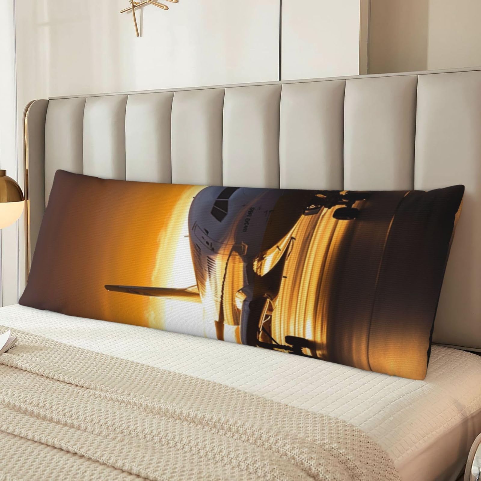 Airplane in The Evening Light Body Pillow Cover with Hidden Zipper 54"X20",Ultra Soft Microfiber Long Pillow Case Decorative Bedding Pillowcase Cushion Cover Cases for Bedroom Couch Sofa,Home Gifts