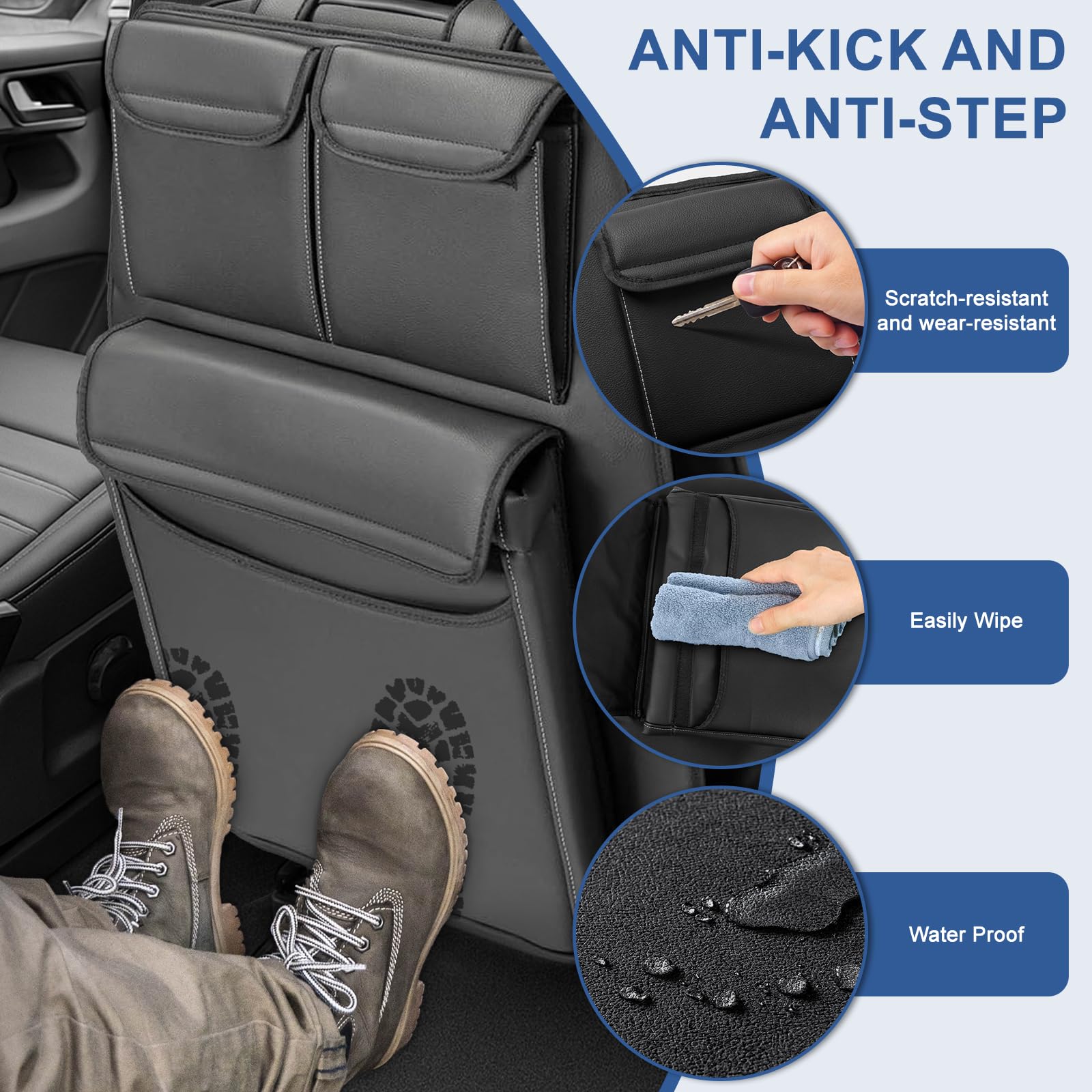 Organizer per Bagagliaio Auto per VW Transporter T6/T6.1 California, Protezione Schienale Sedile Pieghevole con 3 Tasche, Organizer per Bagagliaio Capiente Facile da Usare per Viaggi e Uso Quotidiano