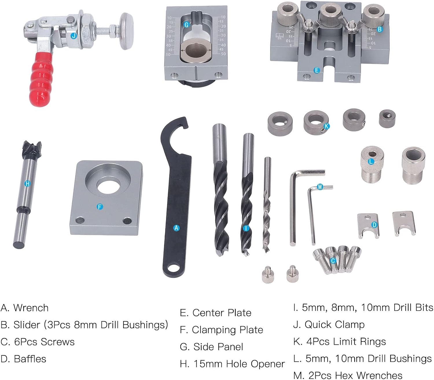 3 in 1 Woodworking Drilling Locator,Pocket Hole Jig Tool Kit Woodworking Drilling Locator Tool Kit Locator Quick Clamping Limiting Adjustable Puncher Tool Set