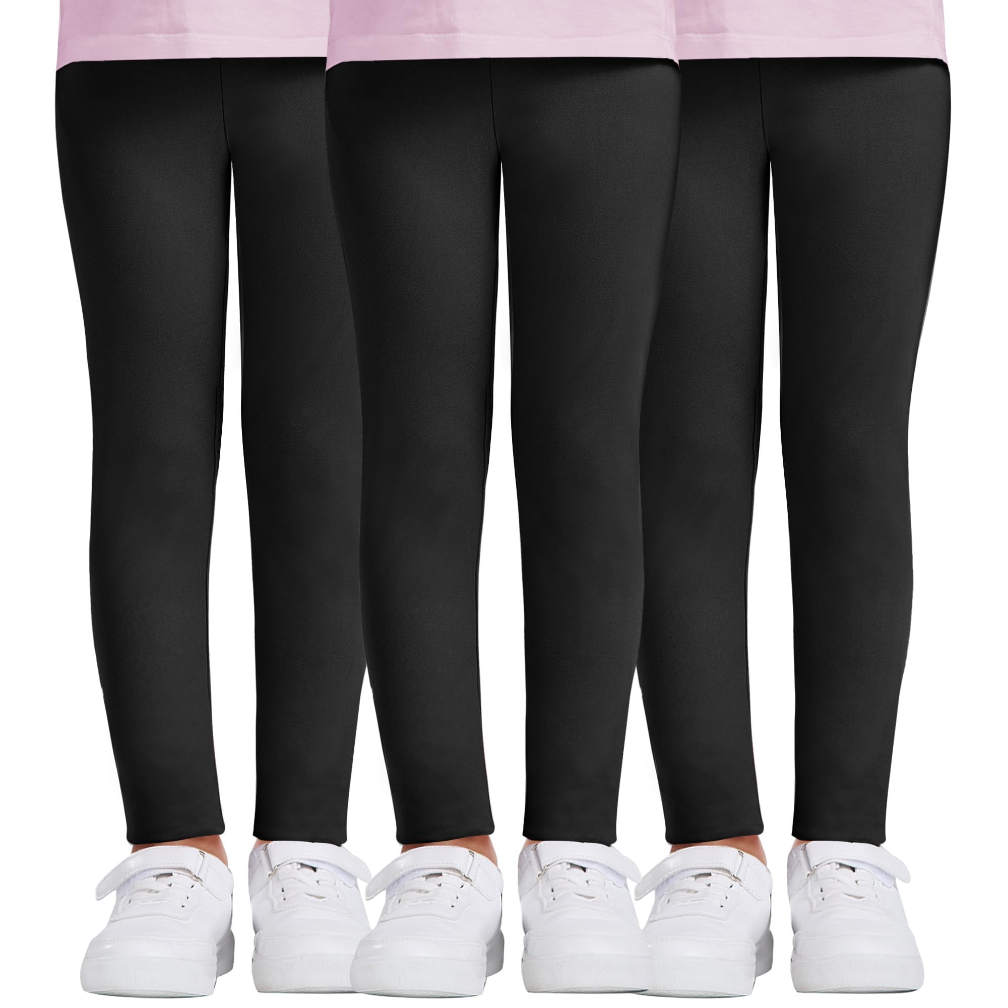 DDOBB Leggings Mädchen, High Waist Leggins Kinder Sportleggins Lange 3er-Pack, Weich Elastisch Basic Sporthose Blickdichte Hose für Tanz Yoga Alltag