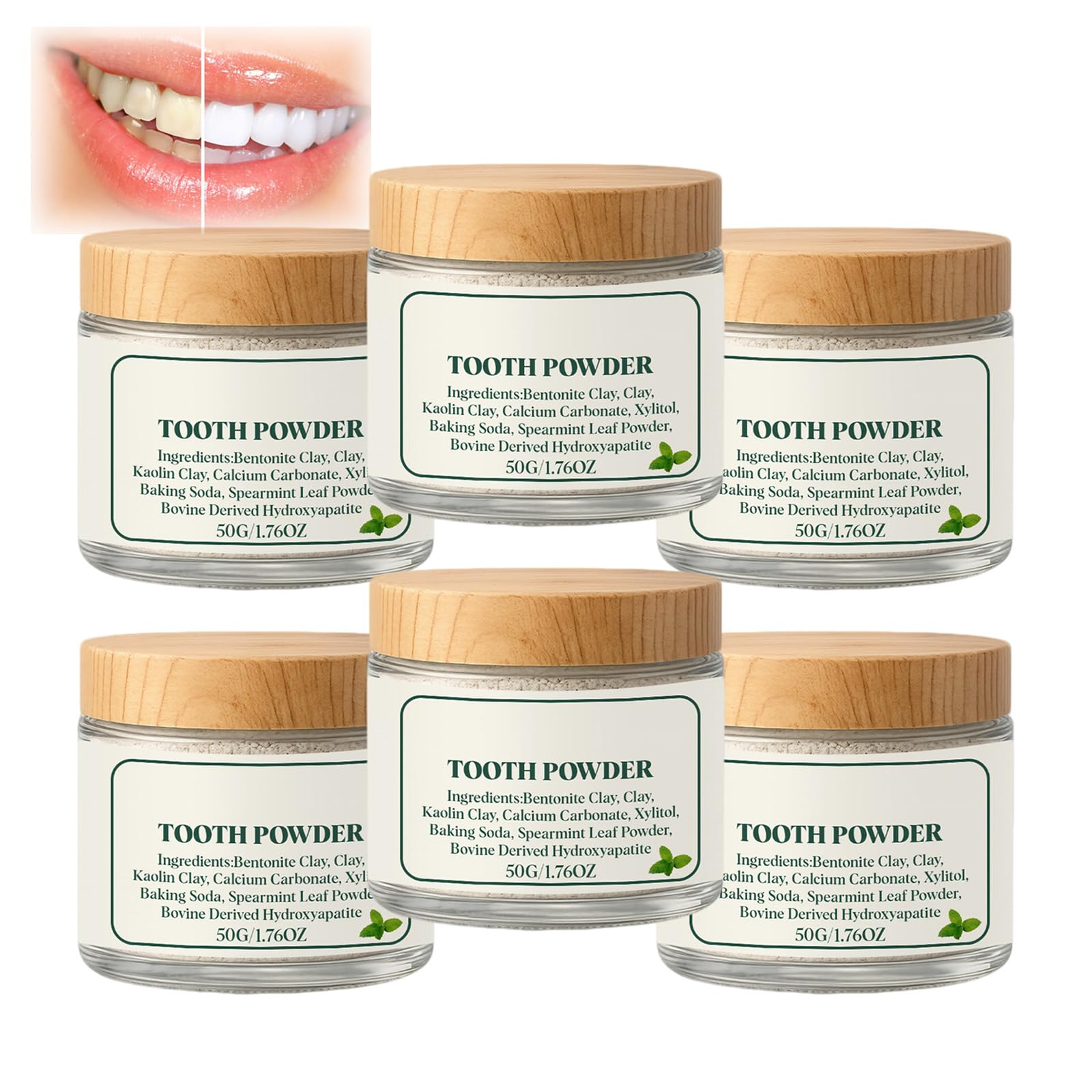 Polvere dentale, sostiene i denti forti e l'alito fresco, sbianca i denti e fornisce un trattamento orale rinfrescante, rimuove le macchie, offre comfort quotidiano per i denti sensibili (6 pezzi)