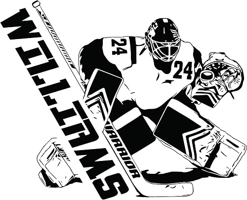 Miniatura 2 de Bestdecor4you Calcomanía de pared personalizada para jugador, elige tu nombre y número, camisetas de jugador de portero de hockey, calcomanía de