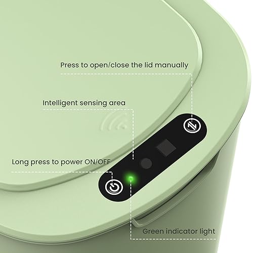 Miniatura 3 de Cesun Cubo de basura automático con sensor de movimiento para baño con tapa, cubo de basura sin contacto de 2.6 galones, cubo de basura delgado de