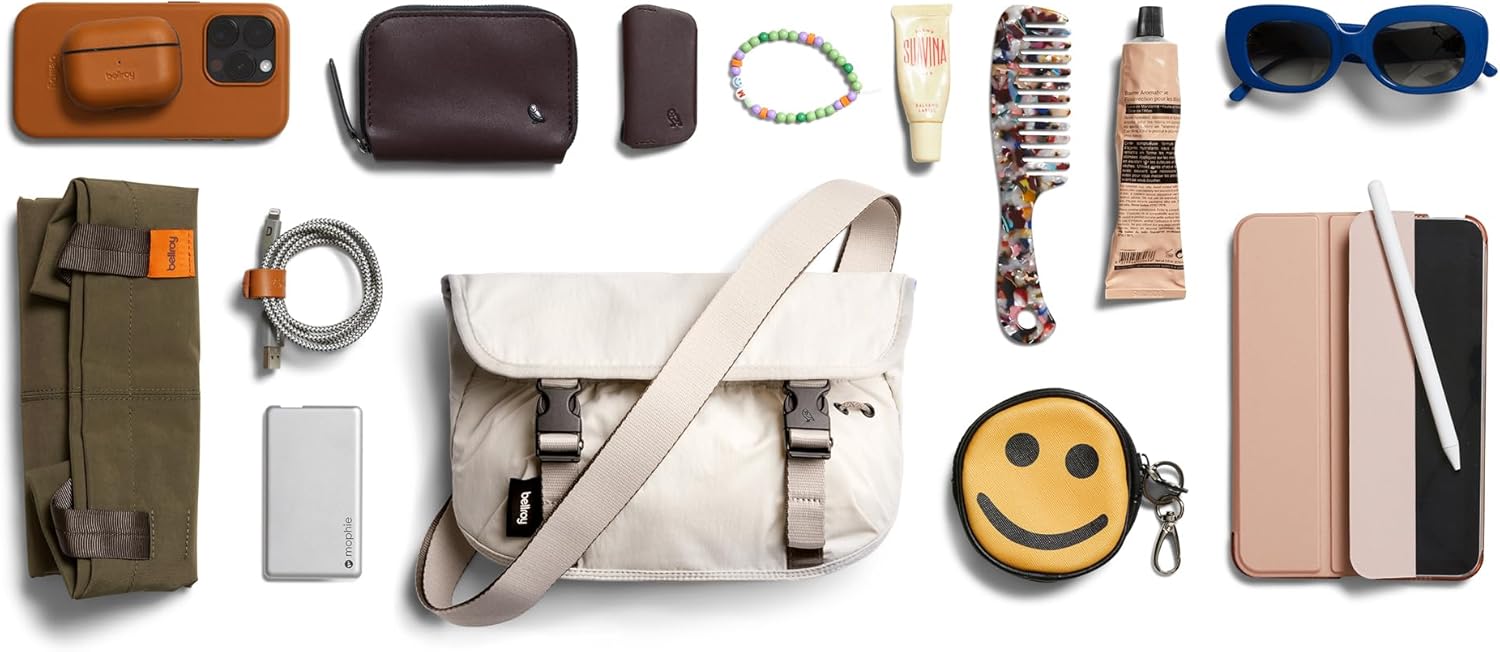 Bellroy Cinch Mini Messenger (6 liter lightweight, compact shoulder bag, water-resistant fabric, effortless organization) - Oat - Image 7