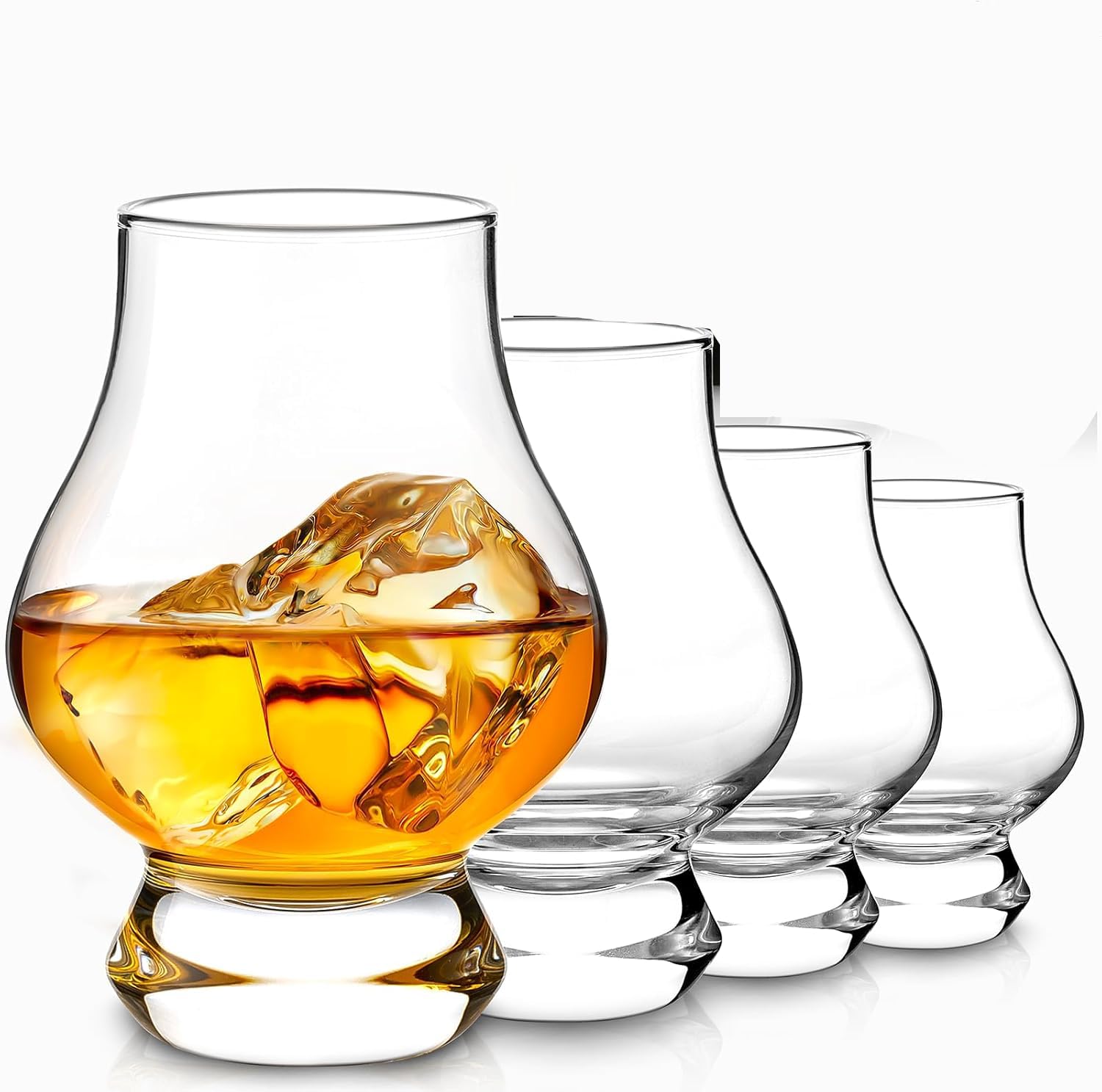 Hlukana Whiskey Glasses Set of 4, 7 Oz Clear Old Fashioned Whiskey Glass, Tasting Glasses, Shot Glass Bar Set, Brandy Snifter Whiskey Glass for Scotch Bourbon Liquor Tequila Gin Cognac Vodka Cocktail