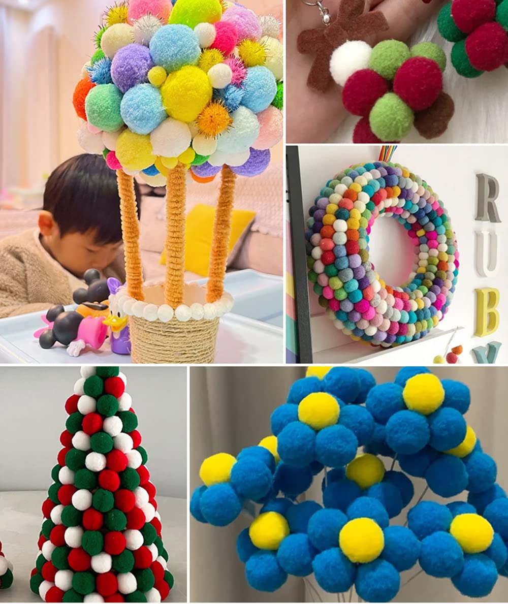 1 sacchetto 1 pollice Pom Pom Ball Pompon Colorato Fai da te Creativo Artigianato Decorazioni Colorate Cotone Puff Balls per Natale San Valentino Festa di Compleanno