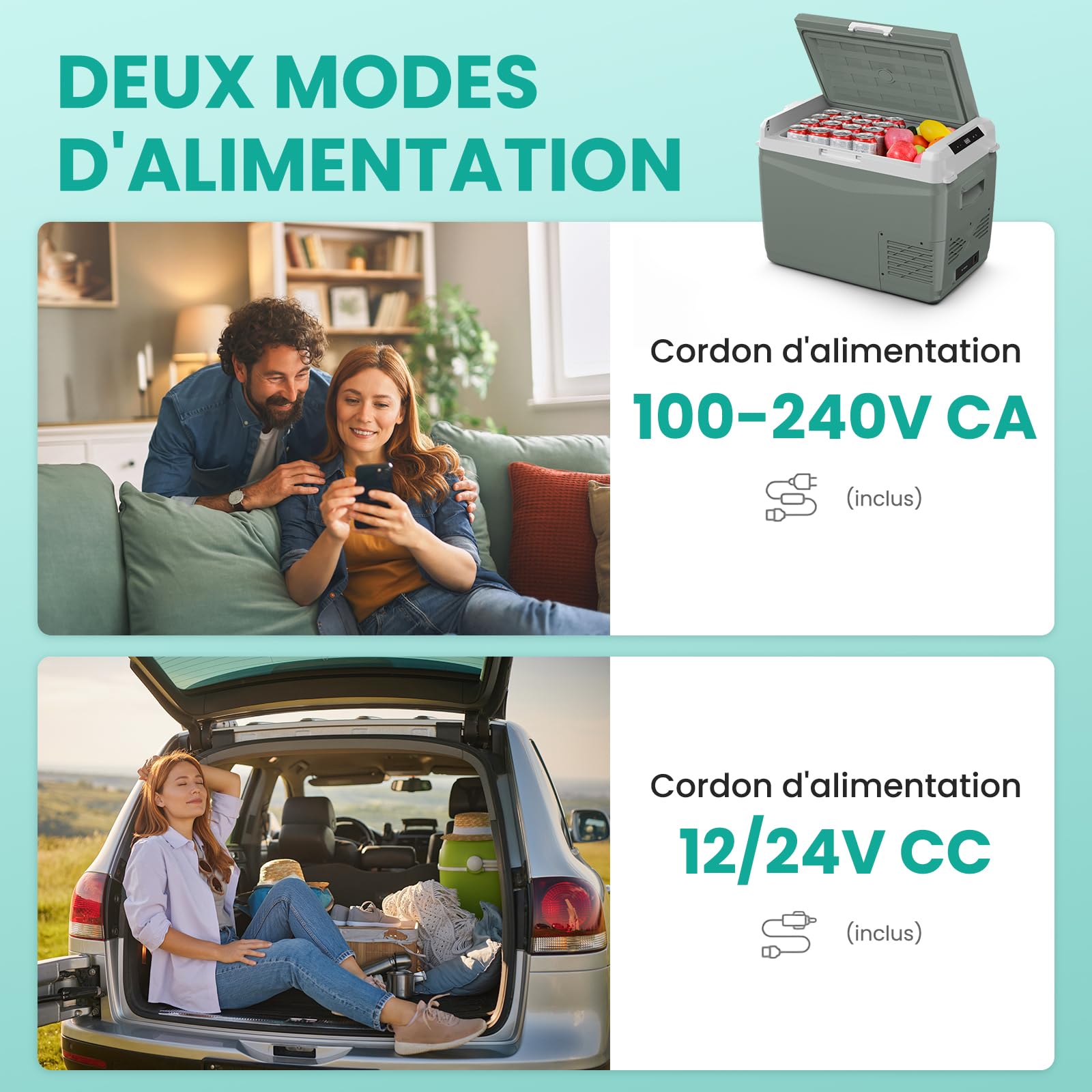 Alpicool GC40 37L Réfrigérateur de Voiture, Glaciere Electrique Portable Neuve 2026,12V/24V DC 100-240V AC,Glacière à Compression pour Camping,Voyage en Voiture,-20℃-20℃,Plateau à Glaçons Offert