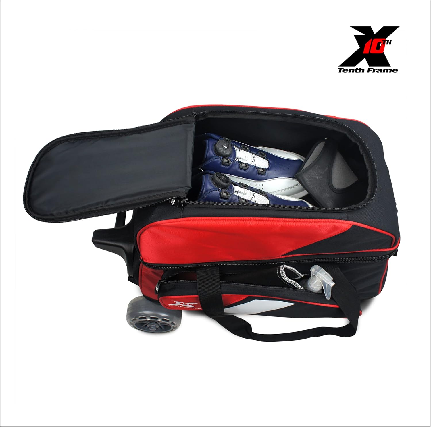 Tenth Frame 2 ball Deluxe Roller Bowling Bag - Black/Red (JKXS-10F-2BDR-BLKRED)