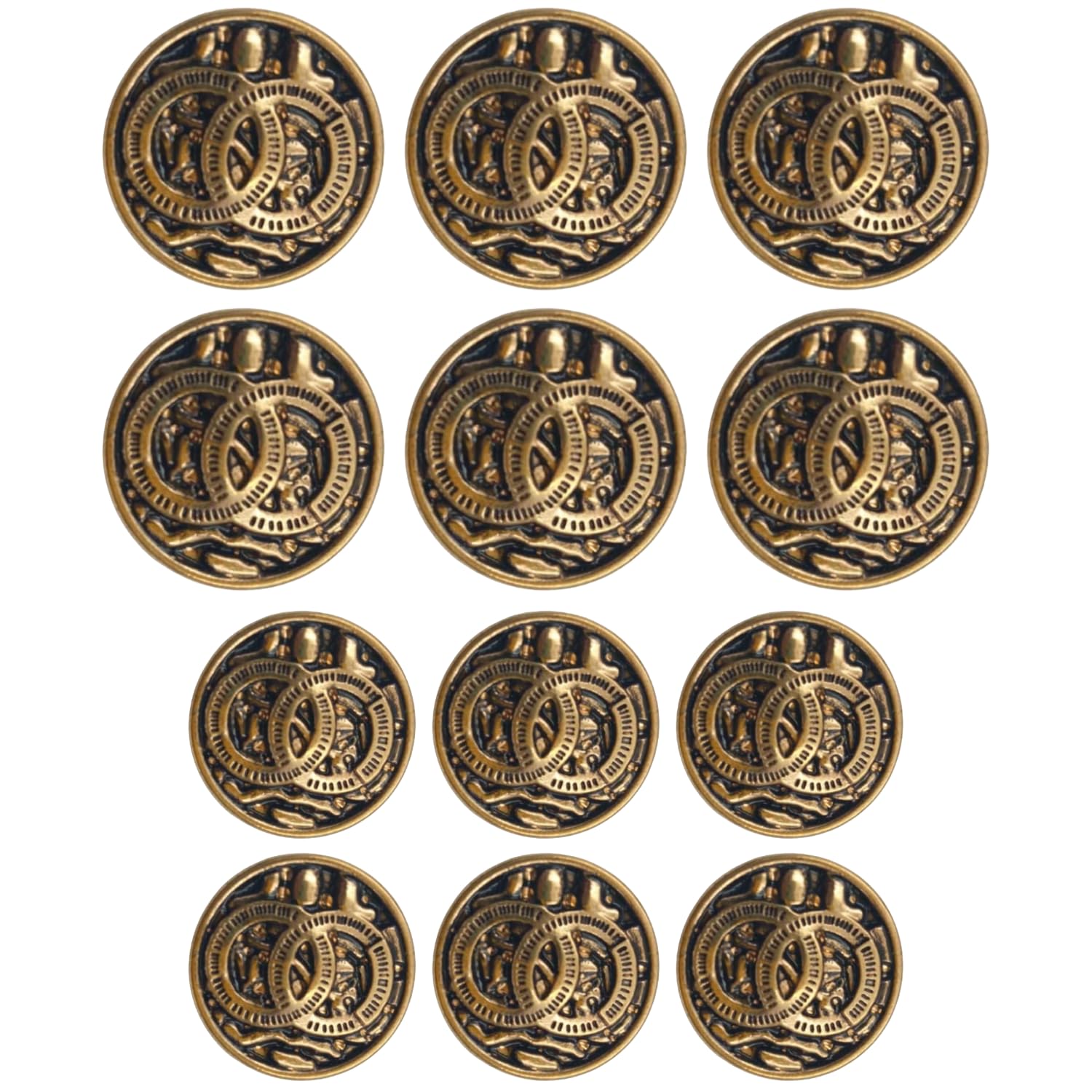 Ani Accessories Golden Ring Design Shank Button for Coat Blazer Suit, Sherwani and Indian Dresses Sports Coat Size (Pack of 12, 6 Big and 6 Small Buttons) (Golden)-picture-31