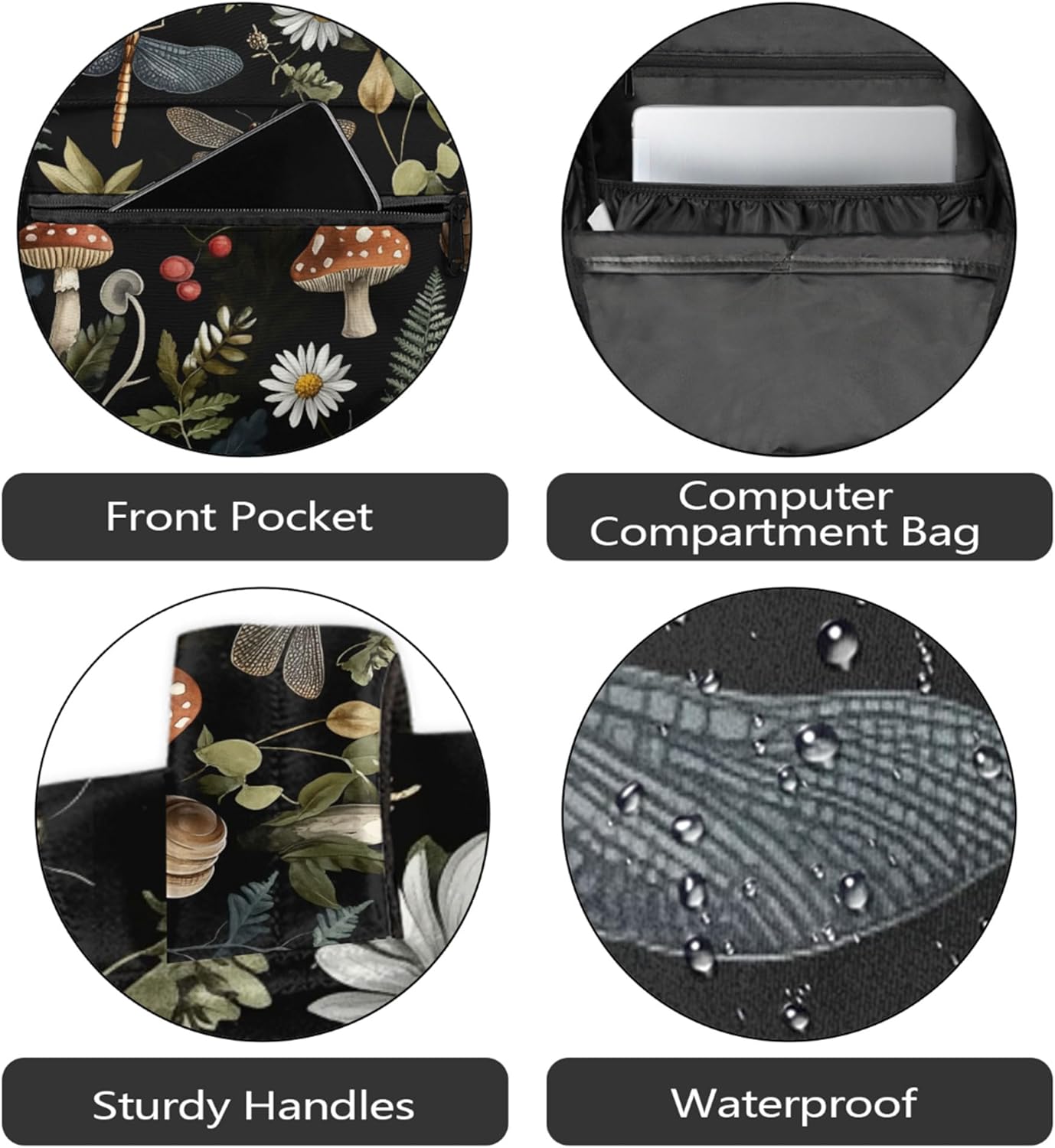 Kids Backpack for School, Vintage Mushroom Leaves Casual Travel Backpacks, Boys Girls Students Book Bag Daypack for Weekender Camping Outdoor - Image 5