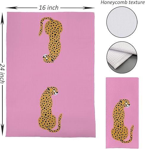 Miniatura 4 de DOTAIN Toallas de cocina rosadas, diseño de leopardo, guepardo, leopardo, para cocina, decoración de baño (24 x 16 pulgadas)