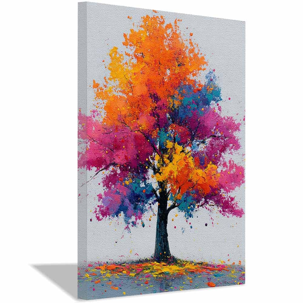 HOQIU Wall Pictures Purple Cliff Fall Tree tree poster, landscape wall art, for Living Room Bedroom Bathroom.(Multicolor)-70x100cm Framed