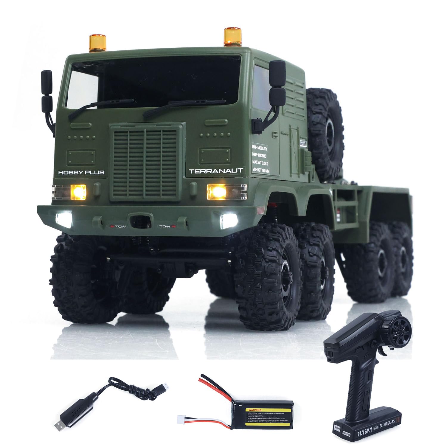TOUCAN RC HOBBY 1/18 RC Military Truck 8X8 4WD Steering Electric RC SUV Model 2 Speed Transmission RTR Metal Chassis