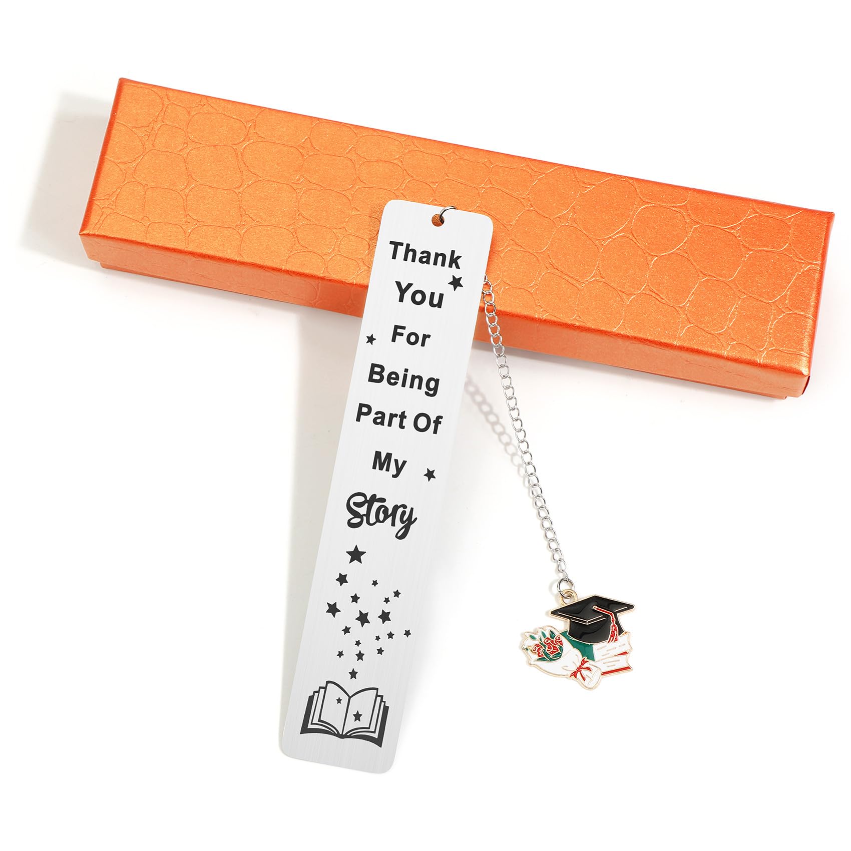 Elegant Stainless Steel Bookmark with Graduation Cap Pendant, Inspirational Quote Engraving, Durable Metal Page Holder for Book Lovers, Bookmarks for Women, Gift for Friend (Style 5)