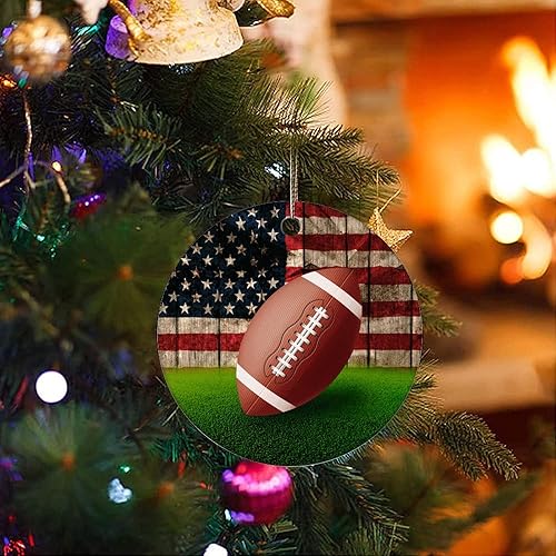 Miniatura 3 de Adorno de Navidad de cerámica con diseño de bandera de Estados Unidos con dos caras, novedad para familiares, amigos, niños, amantes del fútbol,