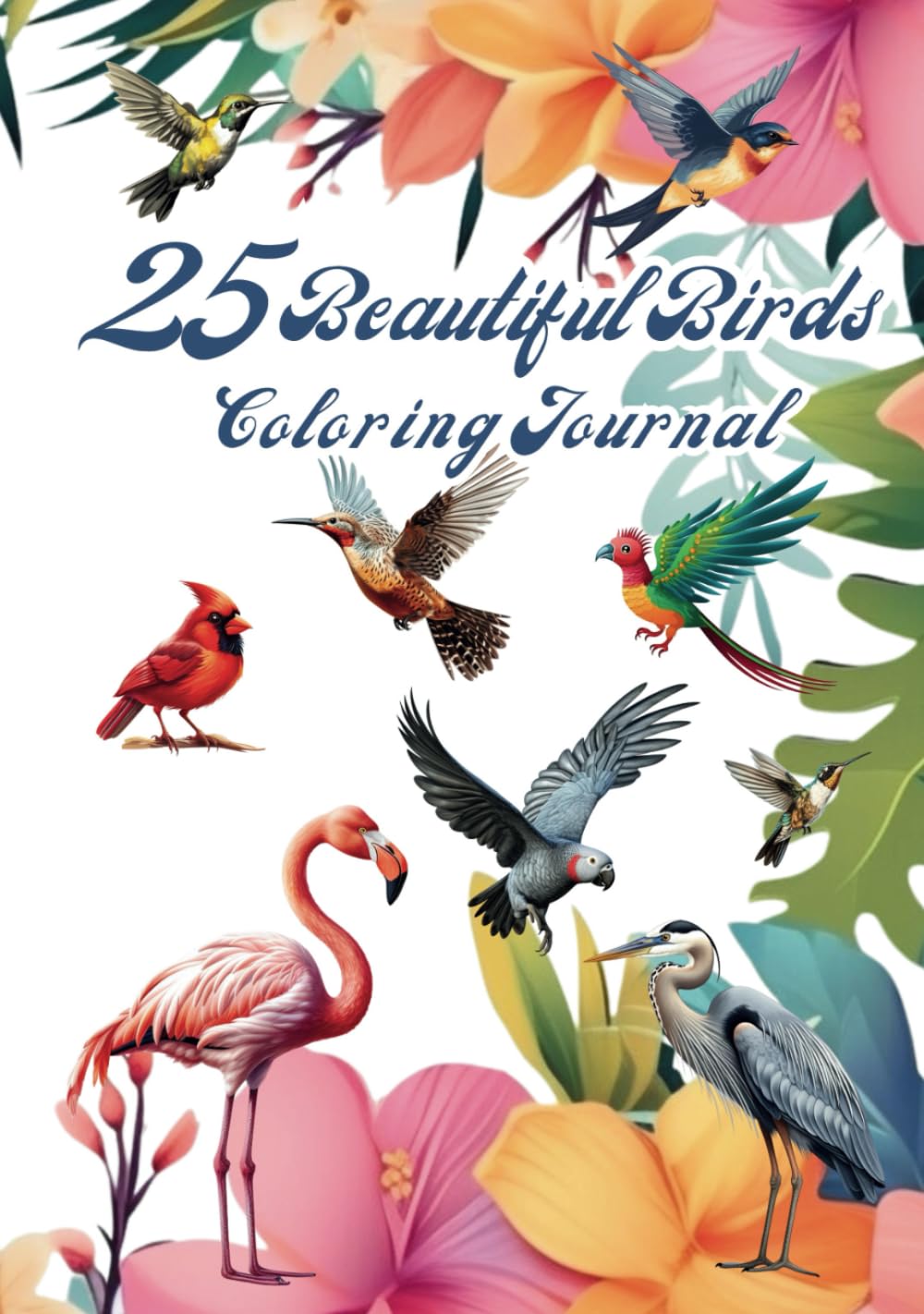 Twenty-five Beautiful Birds: A Coloring Journal: A Journey Through Nature's Most Beautiful Birds. Relax, Reflect, and Renew. Let Your Imagination Take Flight. (A Monkey Buddies Wildlife Coloring Book)