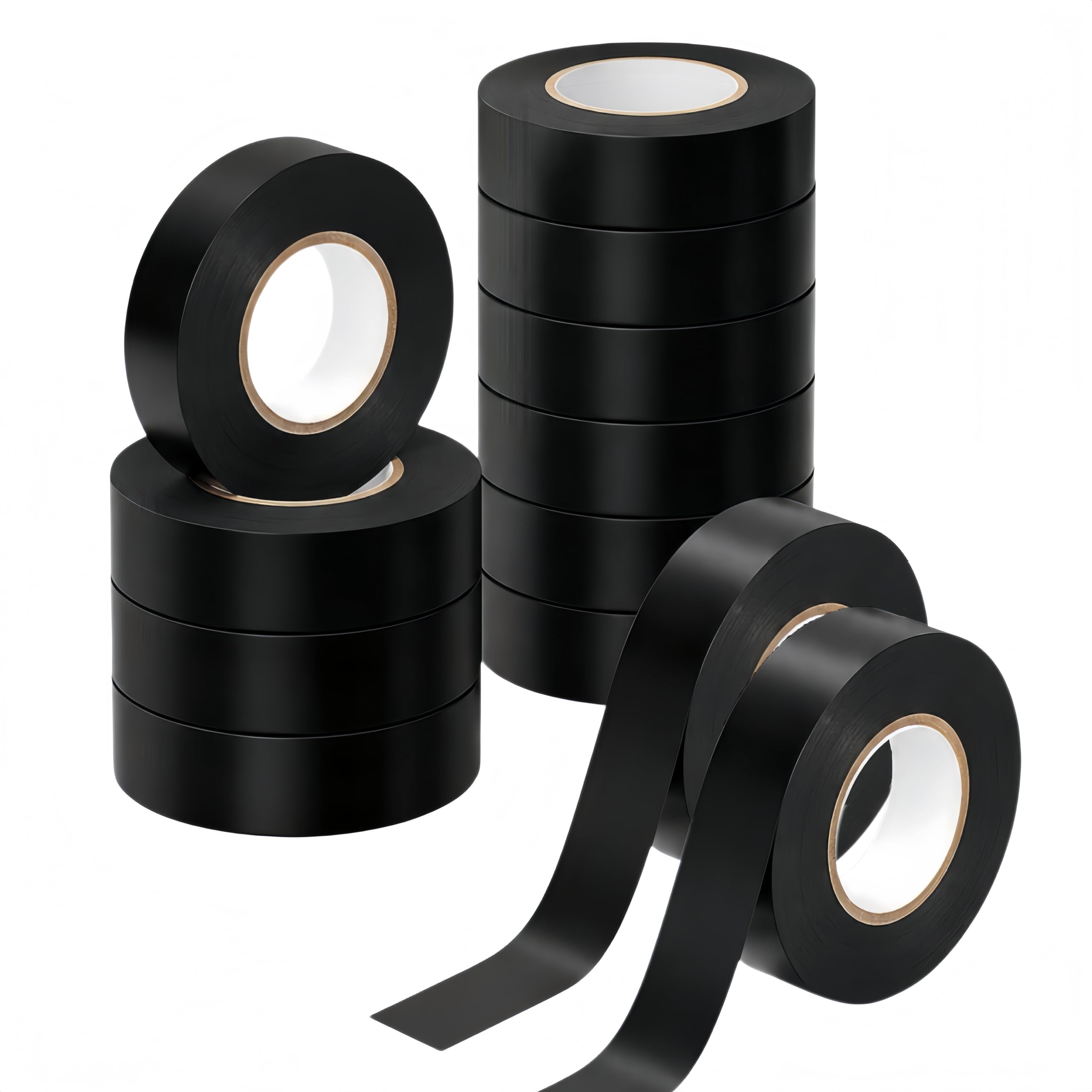Black Electrical Insulation Tape, 12 Pack PVC Insulating Tape 20m x 18mm Waterproof Electrical Tape for Wire Repair, Cable Protection, DIY Wiring & Electrical Work in Home, Workshop & Automotive — image 1