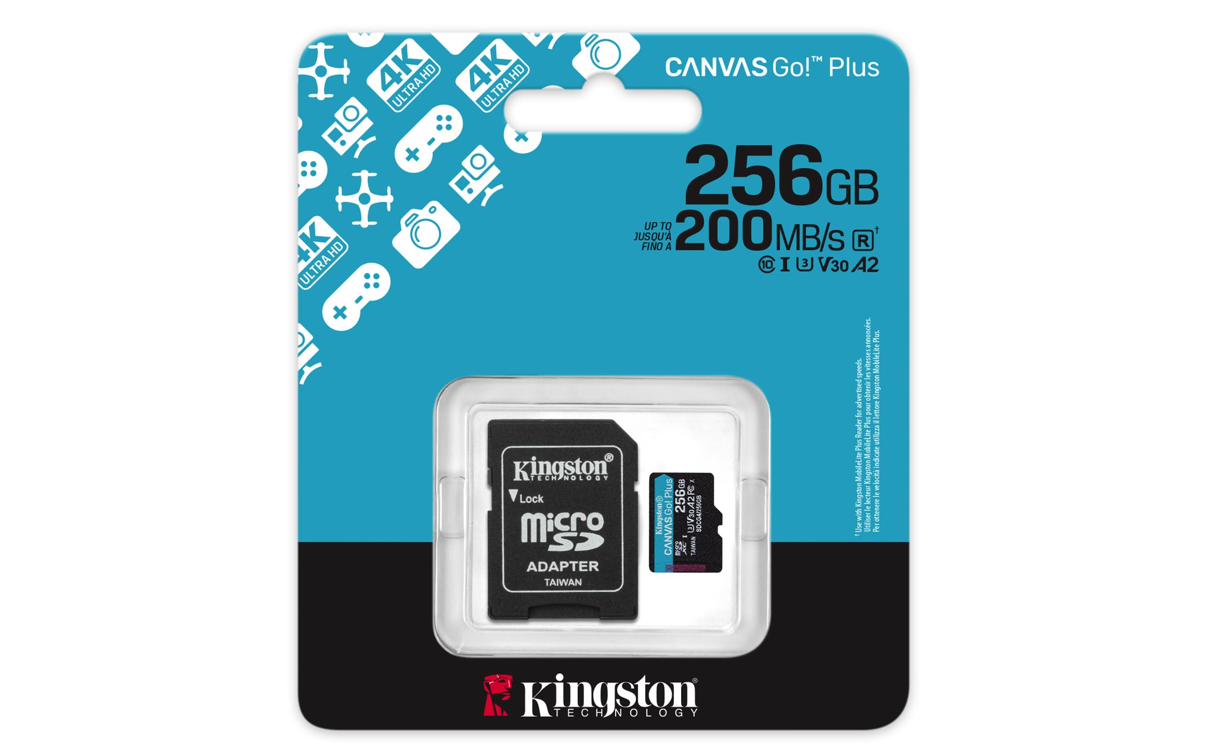 256GB Kingston Technology Canvas Go Plus Micro SDXC UHS I Class 10
