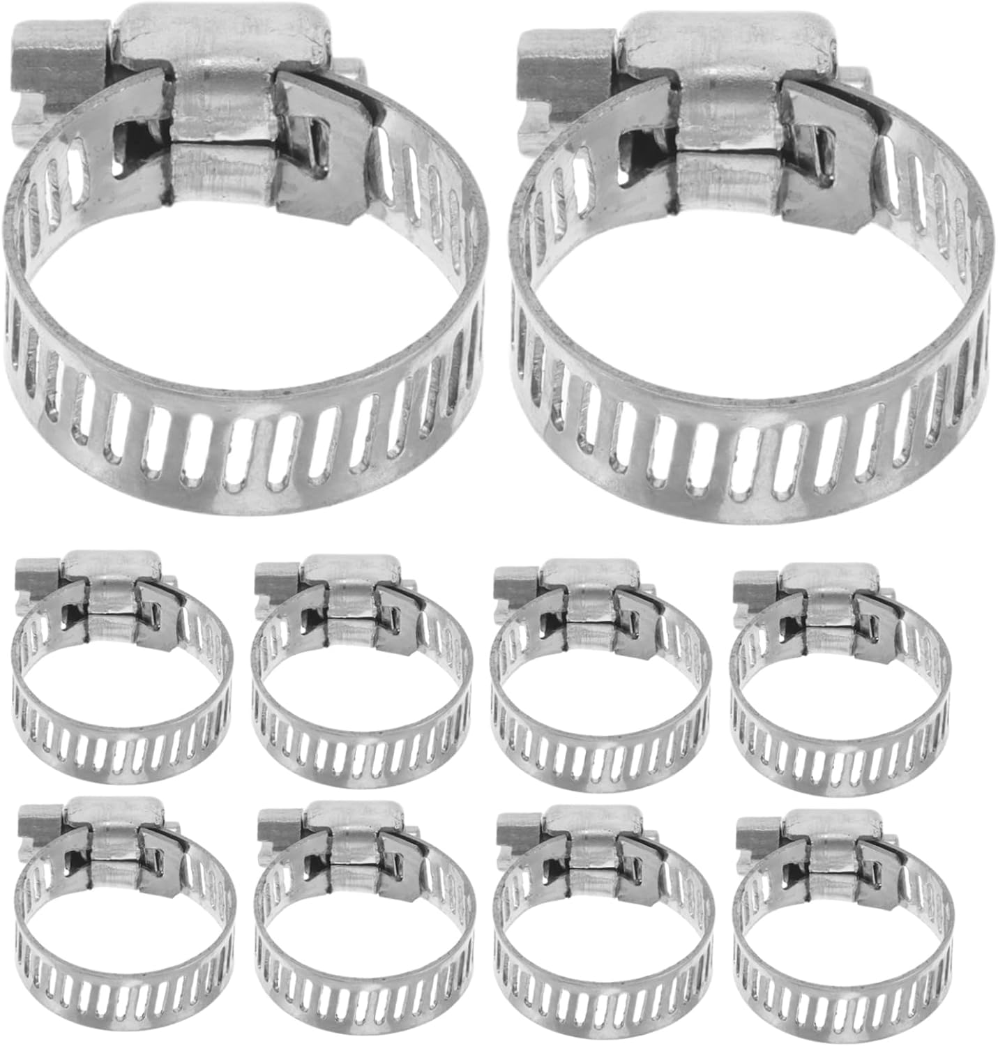 MAGICLULU 10pcs Stainless Steel Hose Clamps Metal Fastener Clamps for Auto Water Pipes for Automotive Use