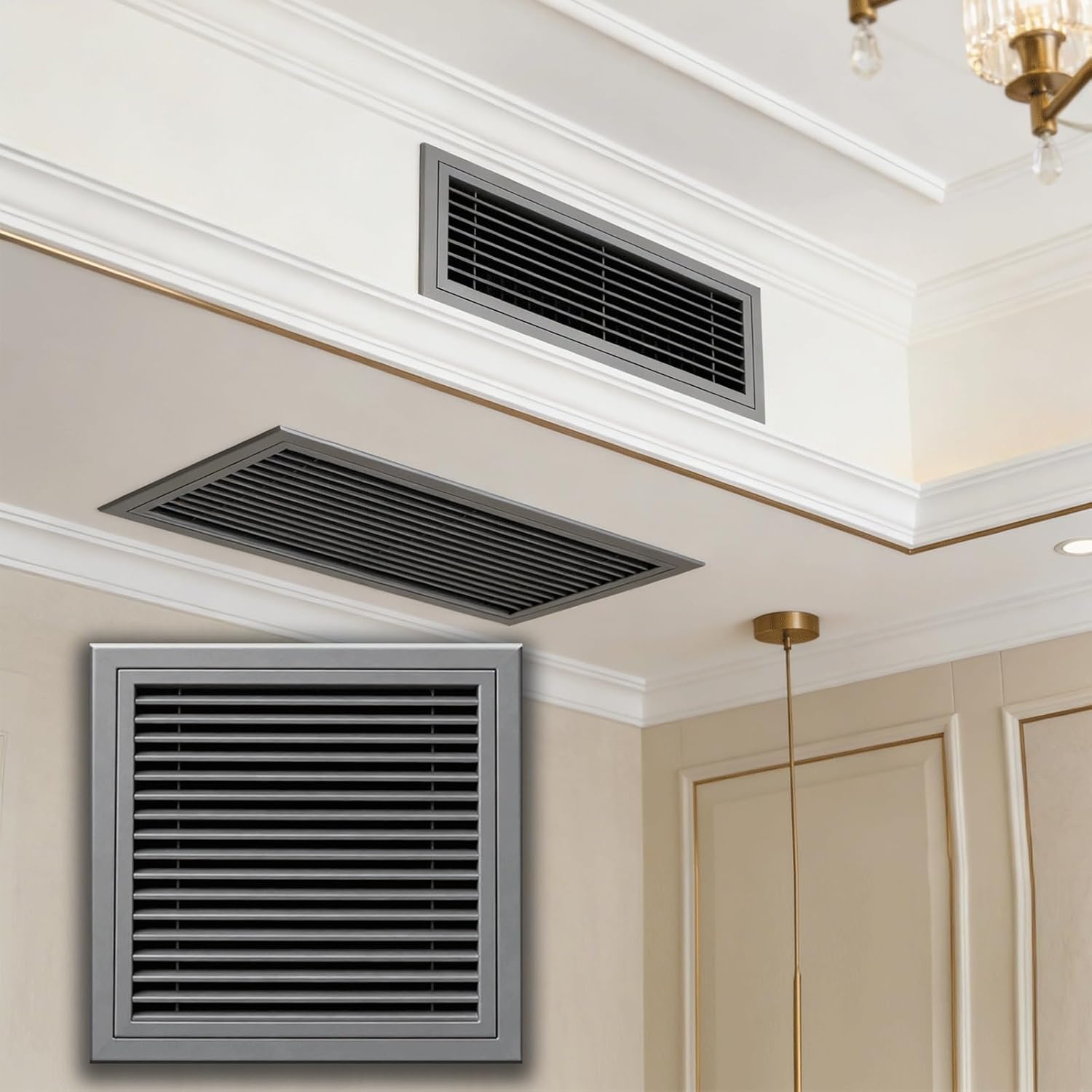 White Return Air Grille, Aluminum Return Vent Cover, Vent Cover Grill for Sidewall and Ceiling, 22x32in Cold Air Return Vent Cover, (Duct Opening) Air Vent Cover with Filter Grid