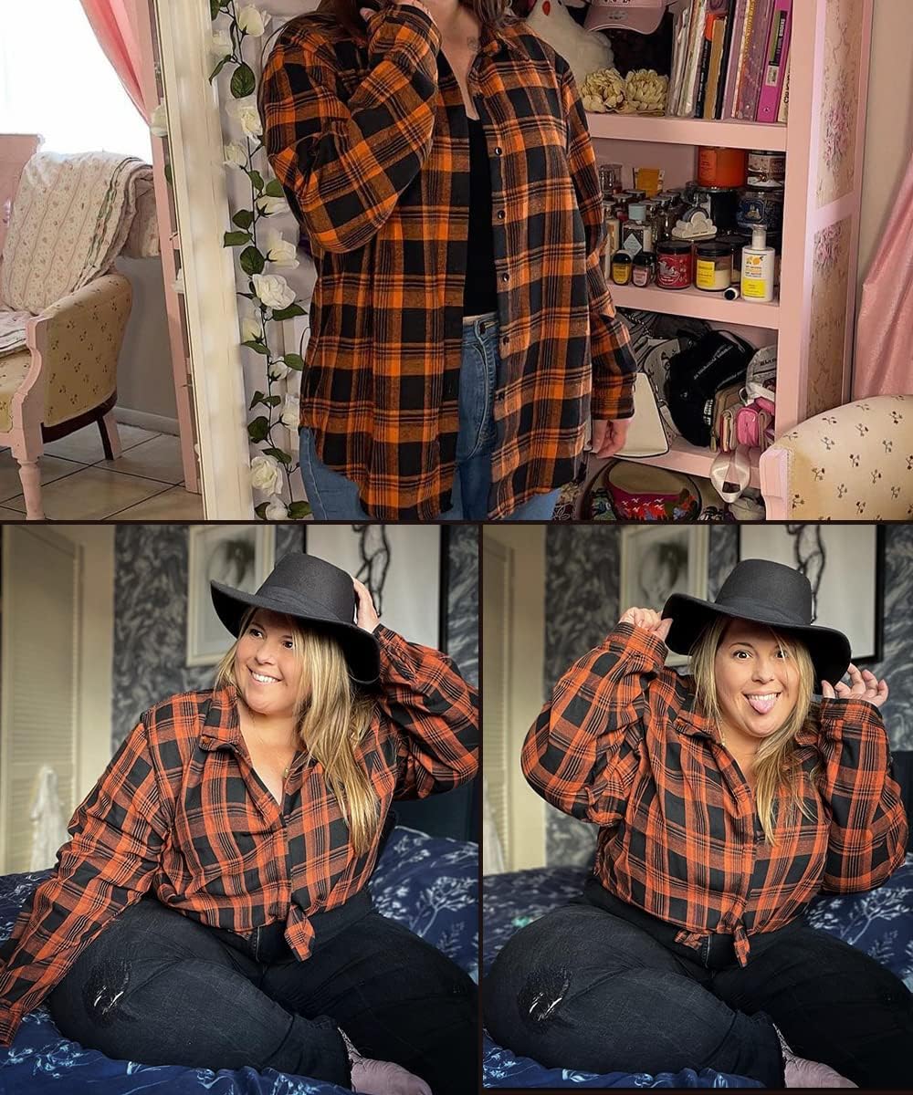 RITERA Plus Size Top For Womens Long Sleeve Button Down Plaid Shirt Casual Checkered Blouse XL-5XL - Image 4