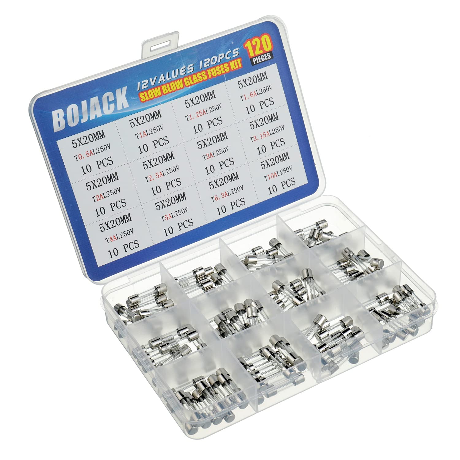 Image secondaire de Kit de Fusibles BOJACK 120 pièces 5x20mm 250V - Assortiment Complet